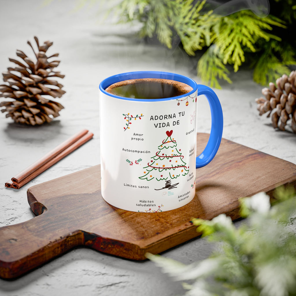 Mug — 'Adorna Tu Vida' Christmas Tree Spanish Holiday Coffee Mug (11oz/15oz)