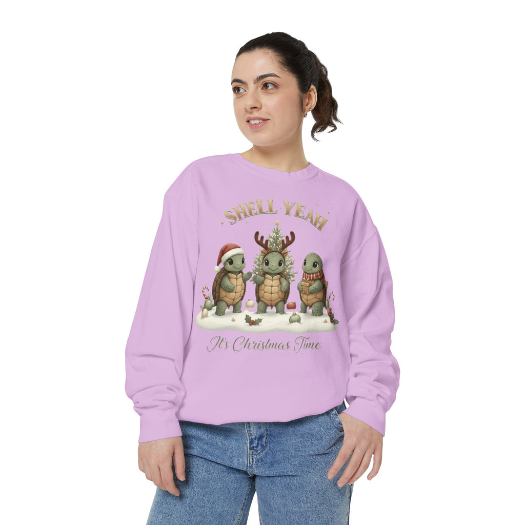 Christmas Turtle Sweatshirt  "Shell Yeah, It’s Christmas Time" Holiday Pullover
