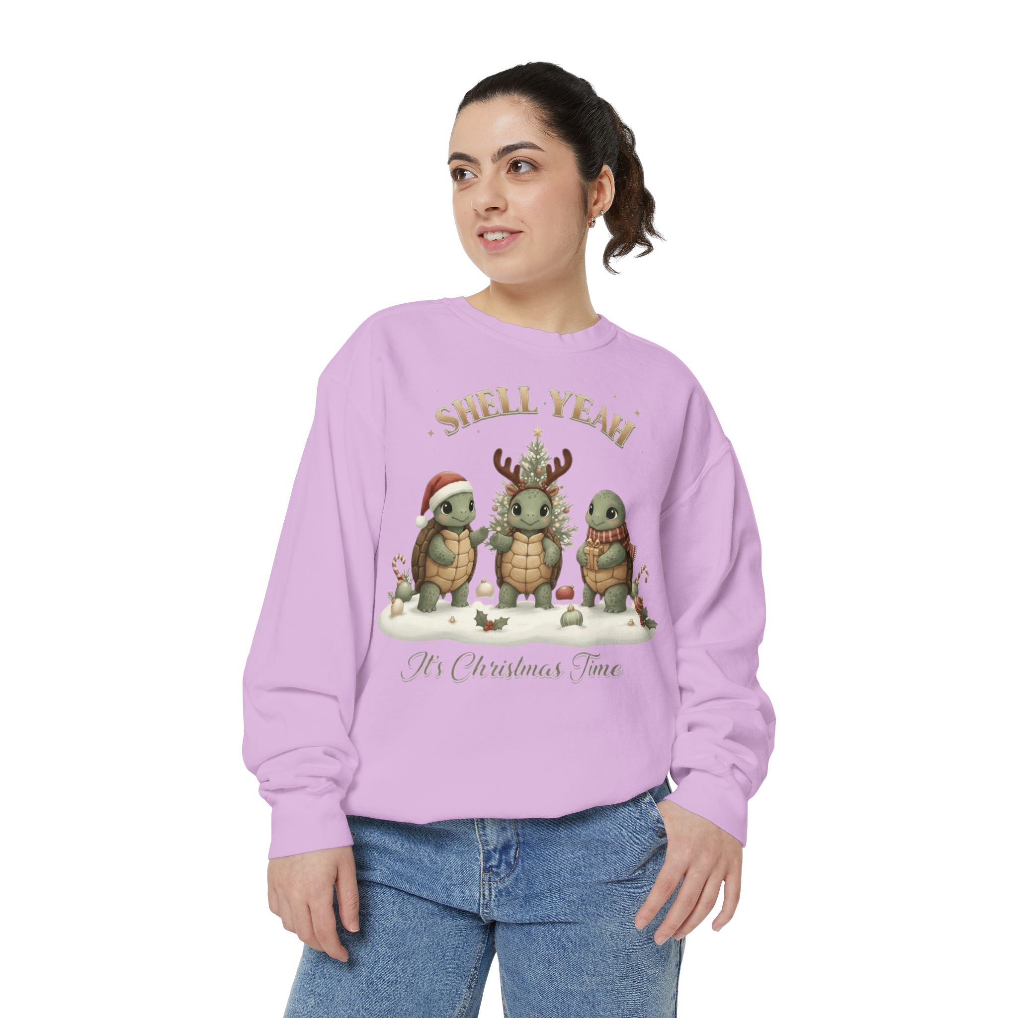 Christmas Turtle Sweatshirt  "Shell Yeah, It’s Christmas Time" Holiday Pullover