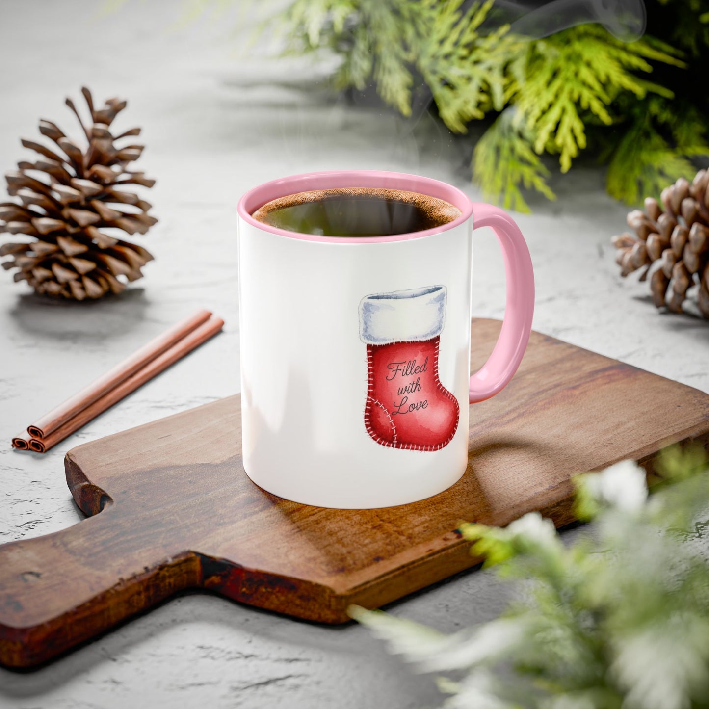 Holiday Mugs Christmas Gift Ideas Hot Cocoa & Coffee Cup Designs Filled with Love - Colorful 11oz & 15oz