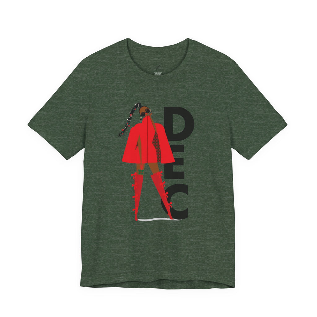 December Fashion Tee  Red Coat Model Graphic Shirt