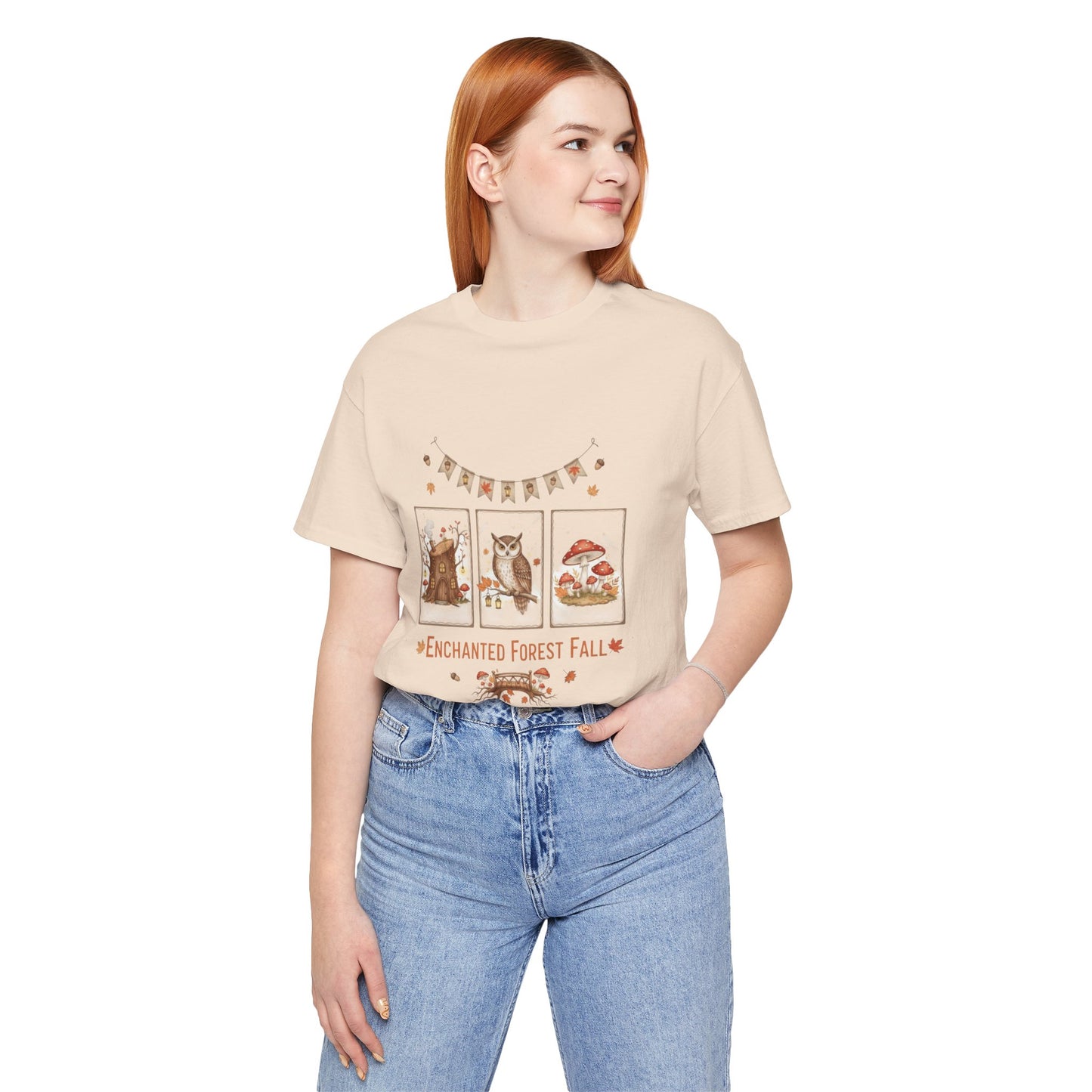 Enchanted Forest Fall Tee, Cute Owl Shirt, Autumn Graphic Tee, Nature Lover Gift, Cozy Fall Apparel, Wildlife T-Shirt, Unisex Fall Top