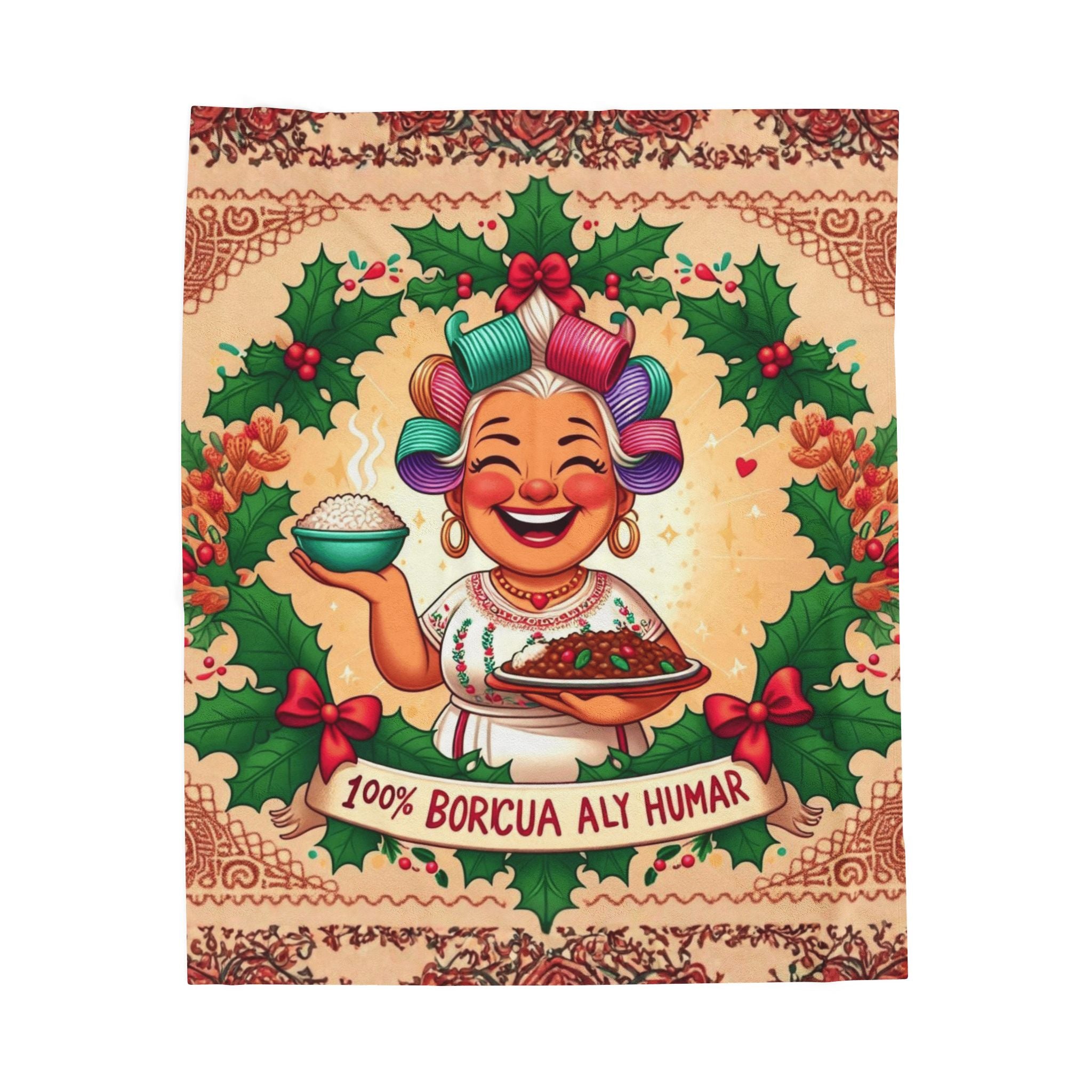 Loving blanket made just for GrandmaVelveteen Plush Blanket  100% Boricua Holiday Kitchen Mama Design