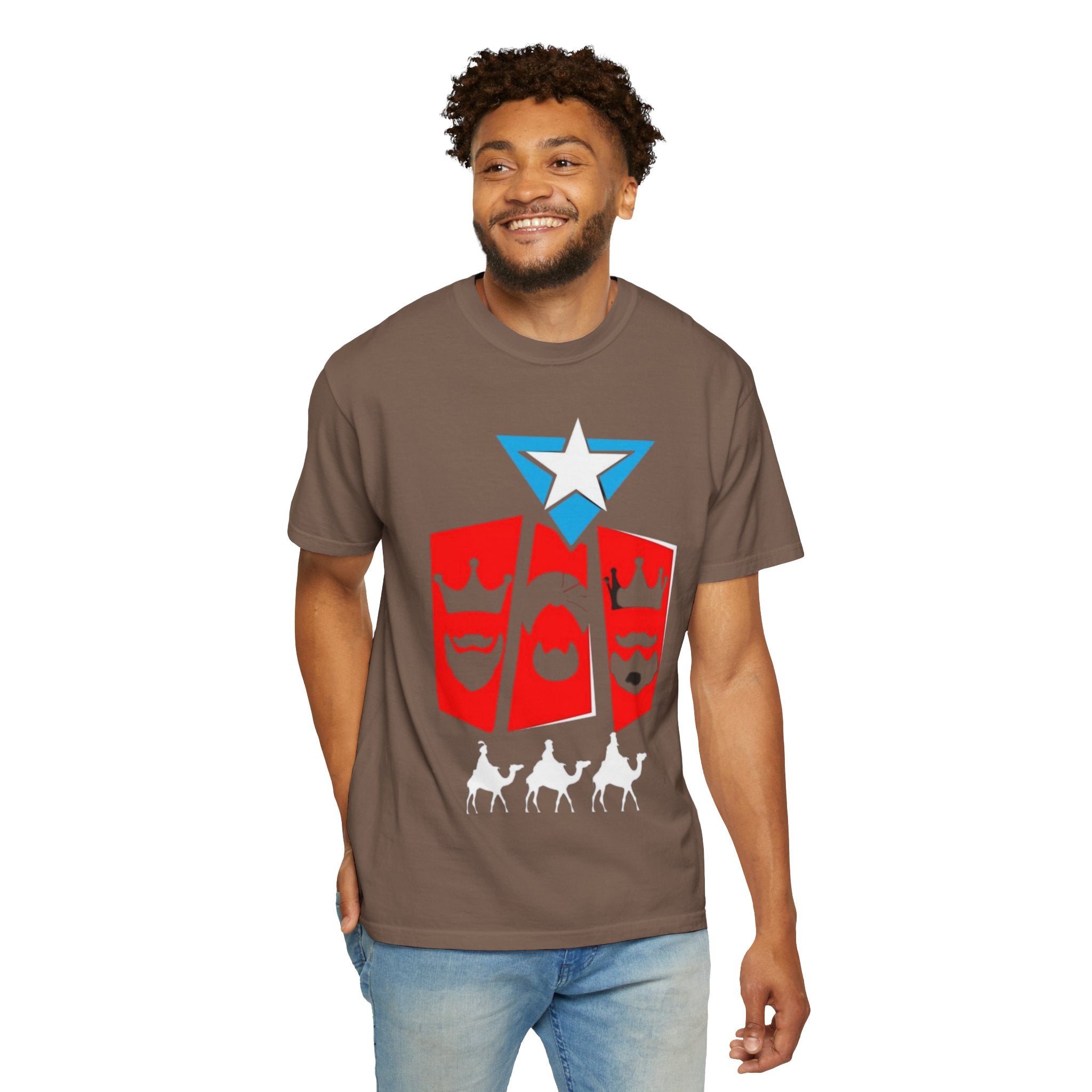 The Three Kings T-Shirt — Puerto Rican Three Kings Graphic Tee (Star & Crown Silhouettes)