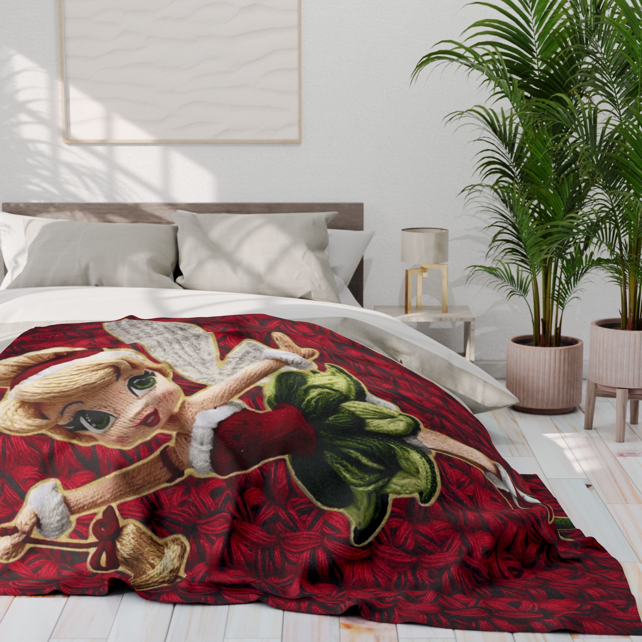 Christmas Fairy Fleece Blanket – Vintage Tinker Bell Holiday Throw