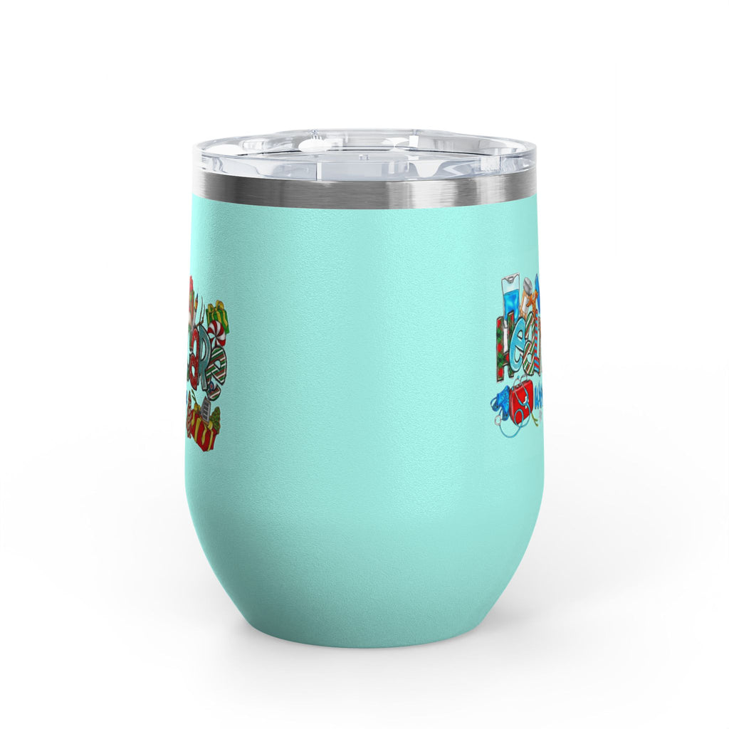 Healthcare Worker 12oz Wine Tumbler — Colorful Holiday Medical Staff Gift Medical Christmas Mug