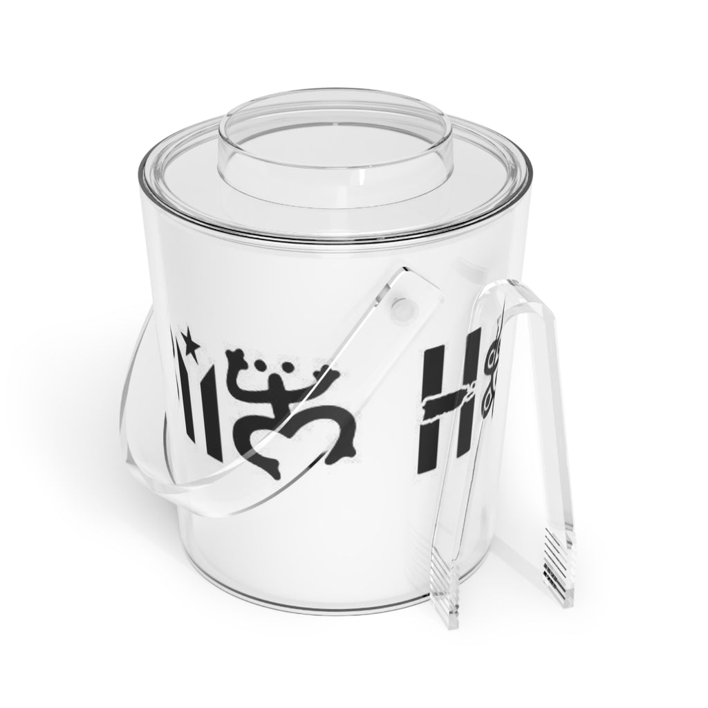 Taino Puerto Rico Ice Bucket with Tongs — Stylized Taino Symbol