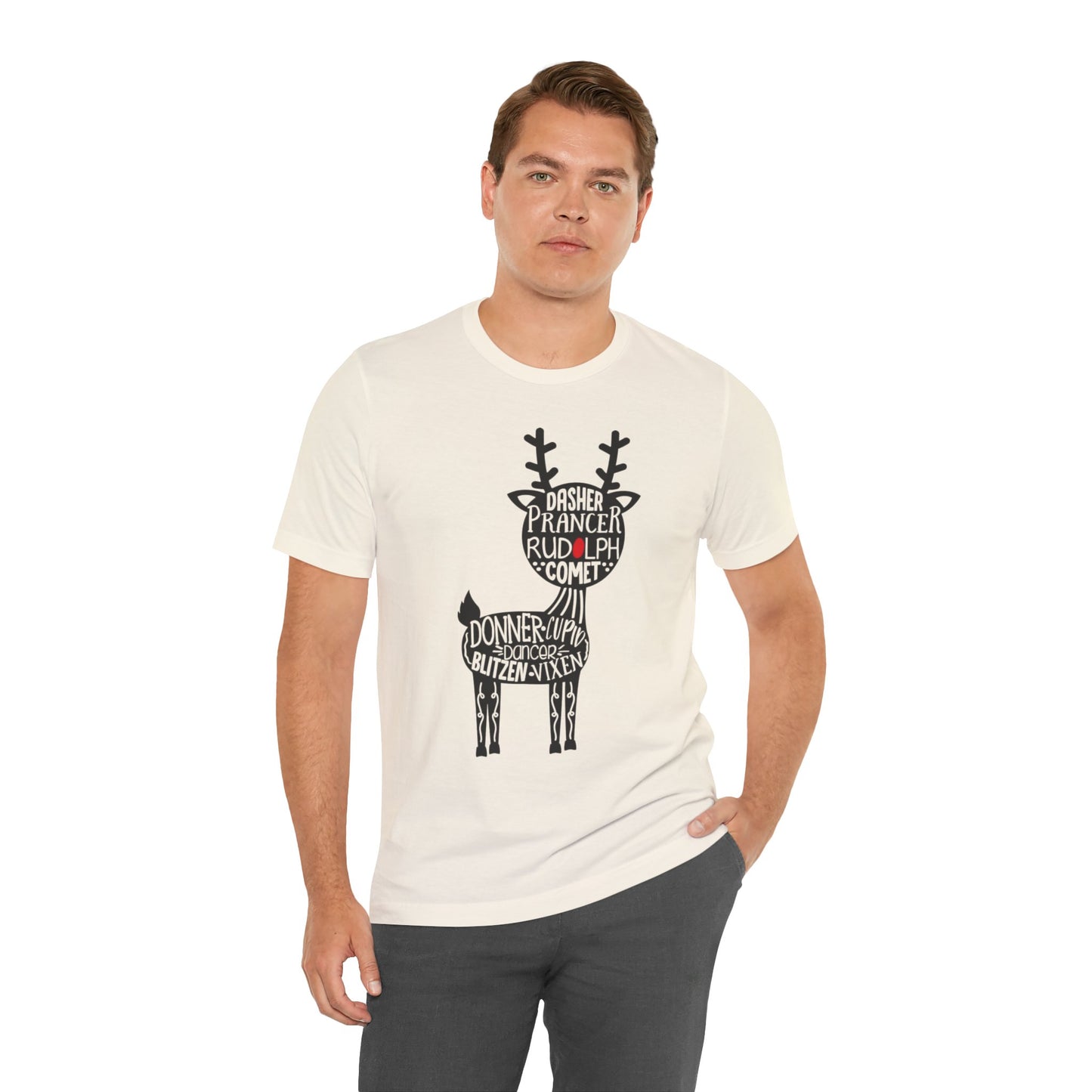 Christmas Reindeer Graphic Tee - Unisex Jersey Short Sleeve Shirt