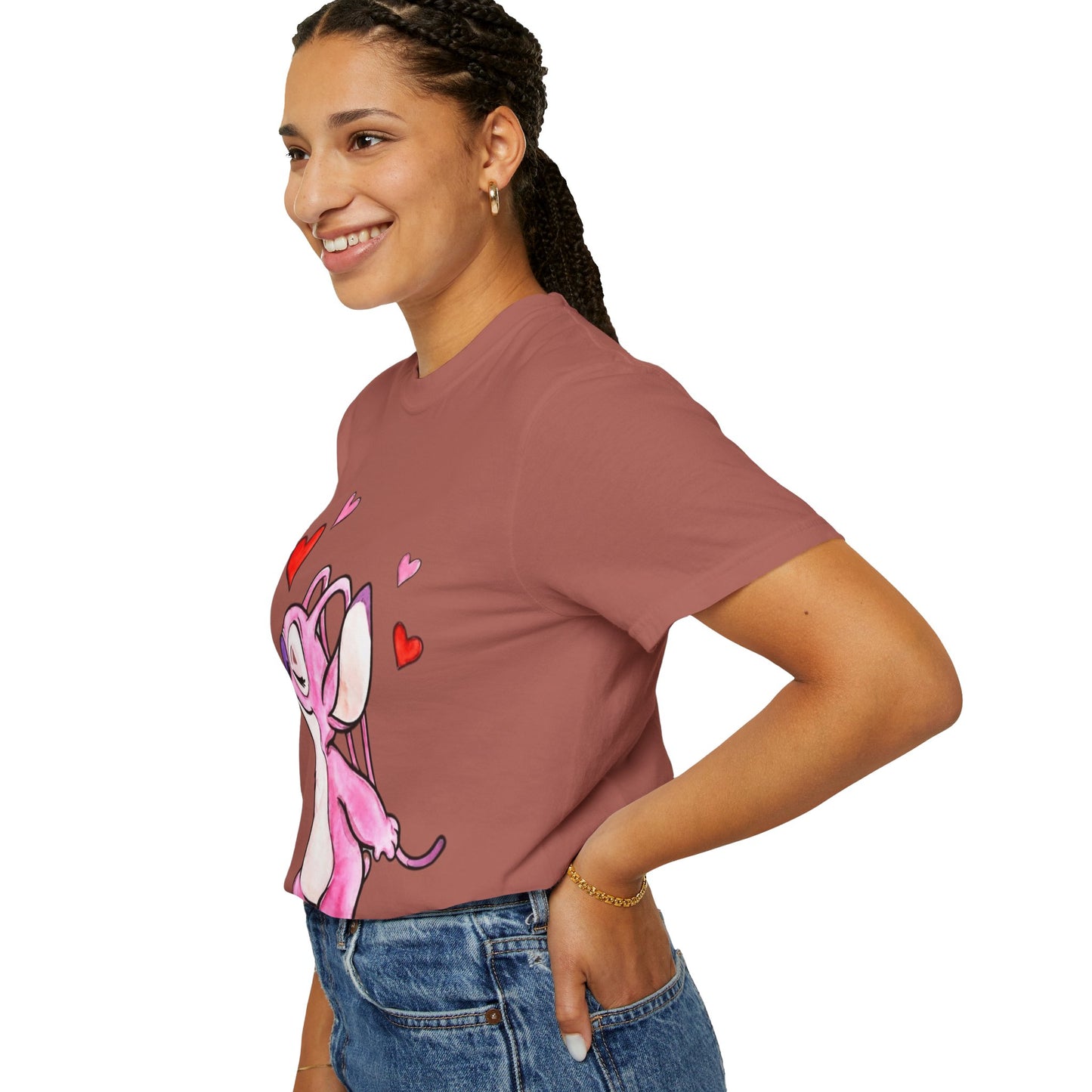 T-Shirt — Cute Pink Cartoon Creature with Hearts | Valentine’s Gift Tee