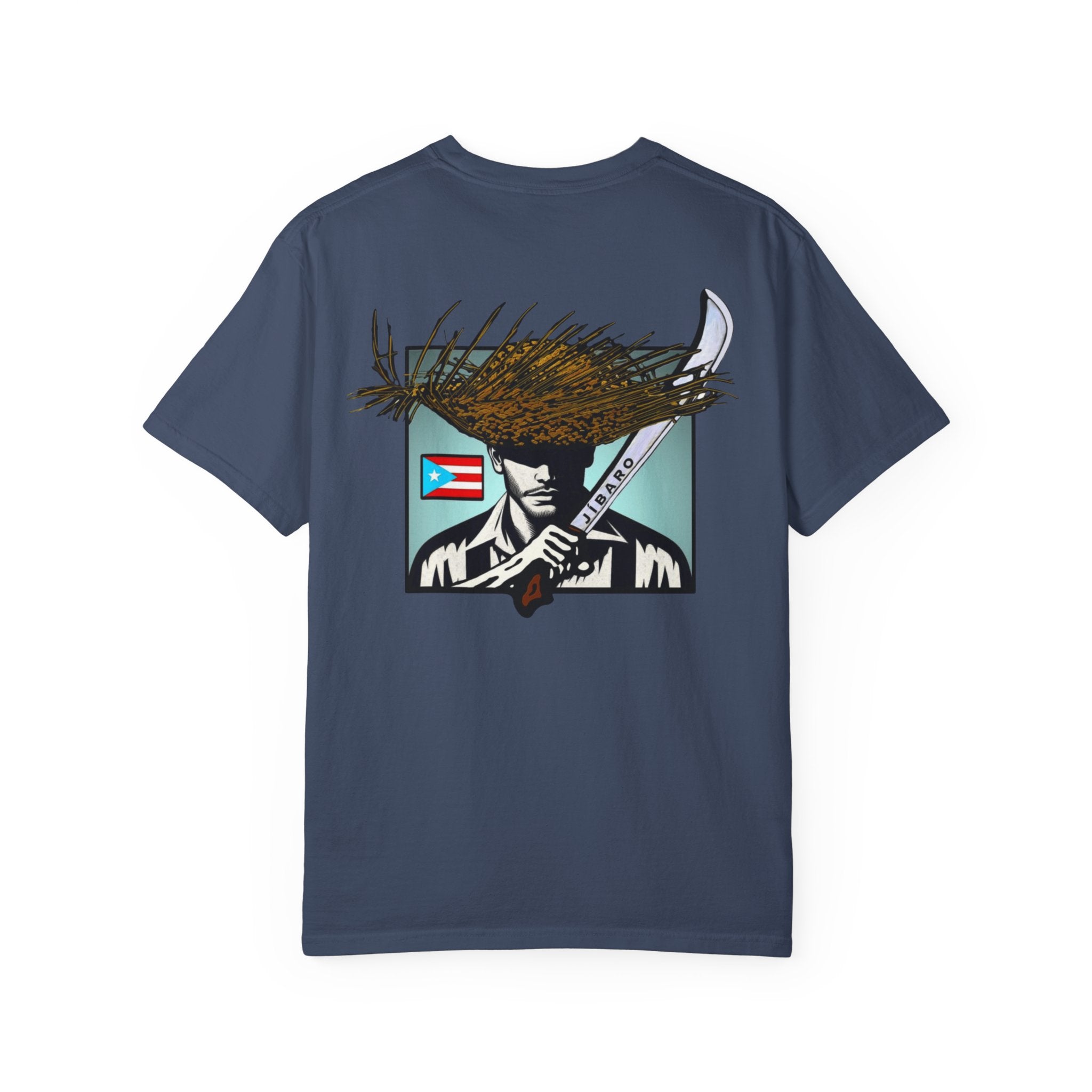 T-Shirt  "Jíbaro" Puerto Rican Heritage Tee (Back Machete  Sombrero de Paja Design) Puerto Rico’s Navidades