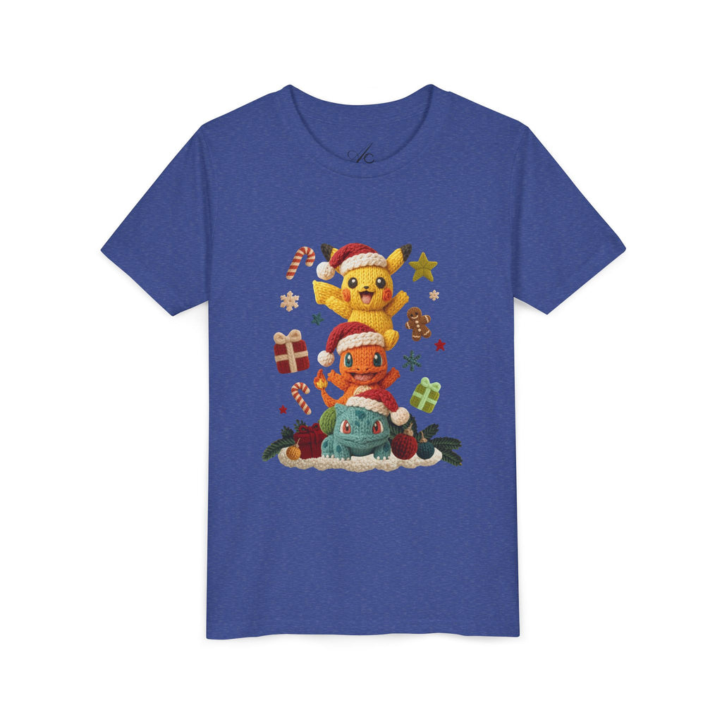 Kids Holiday Tee  Cute Stacked cartoon Characters Christmas Design