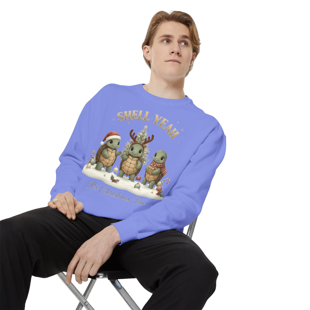 Christmas Turtle Sweatshirt  "Shell Yeah, It’s Christmas Time" Holiday Pullover