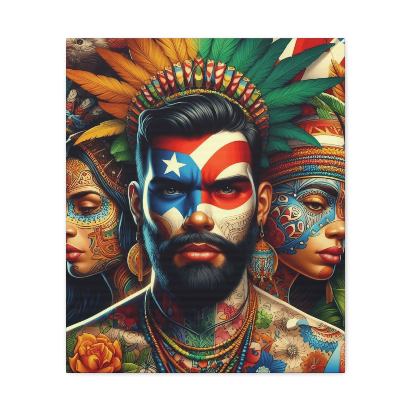 La Isla del Encanto Taíno Symbol Design Vibrant Cultural Art Canvas Print, Wall Decor, Home Decoration, Unique Artwork, Bohemian Style, Gift for Art Lovers