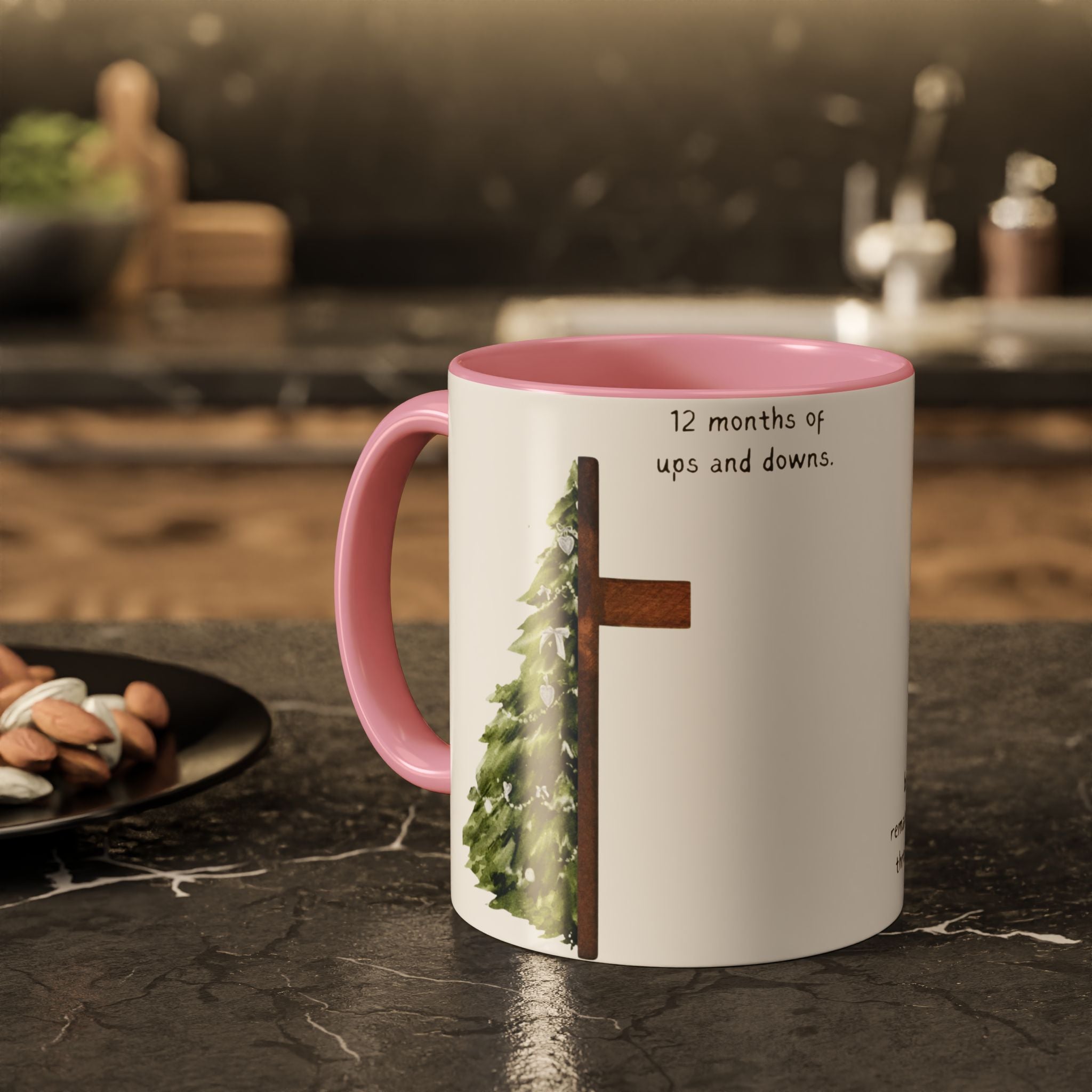 Christian Cross & Pine Tree Mug — Faith Reminder Coffee Cup (11oz/15oz)