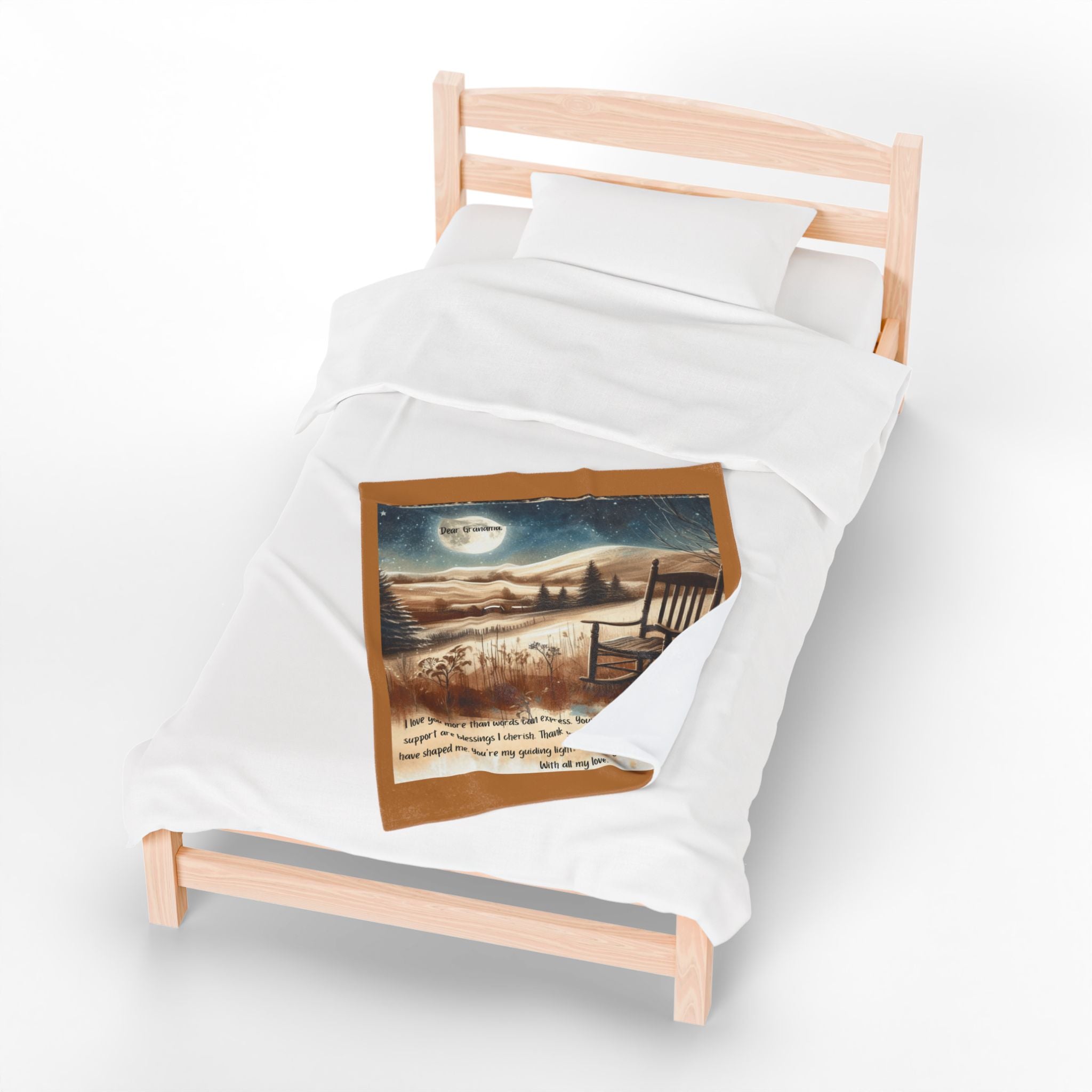 'Dear Grandma' Rocking Chair Winter Landscape Keepsake Blanket Blanket Gift for Grandma