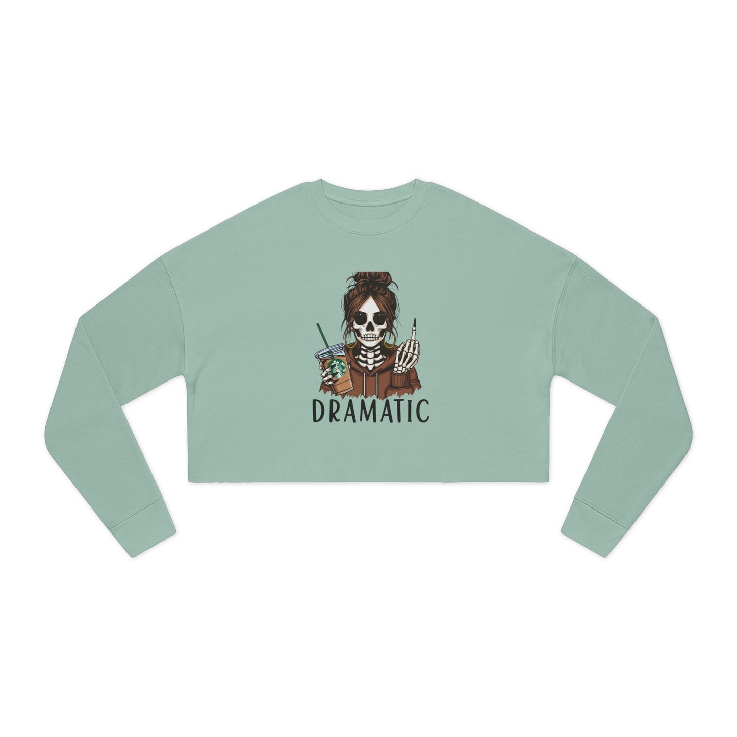 Dramatic Skeleton Cropped Sweatshirt - Trendy Apparel for Artists, Halloween Fashion, Casual Wear, Gifts for Creatives, Fall Style