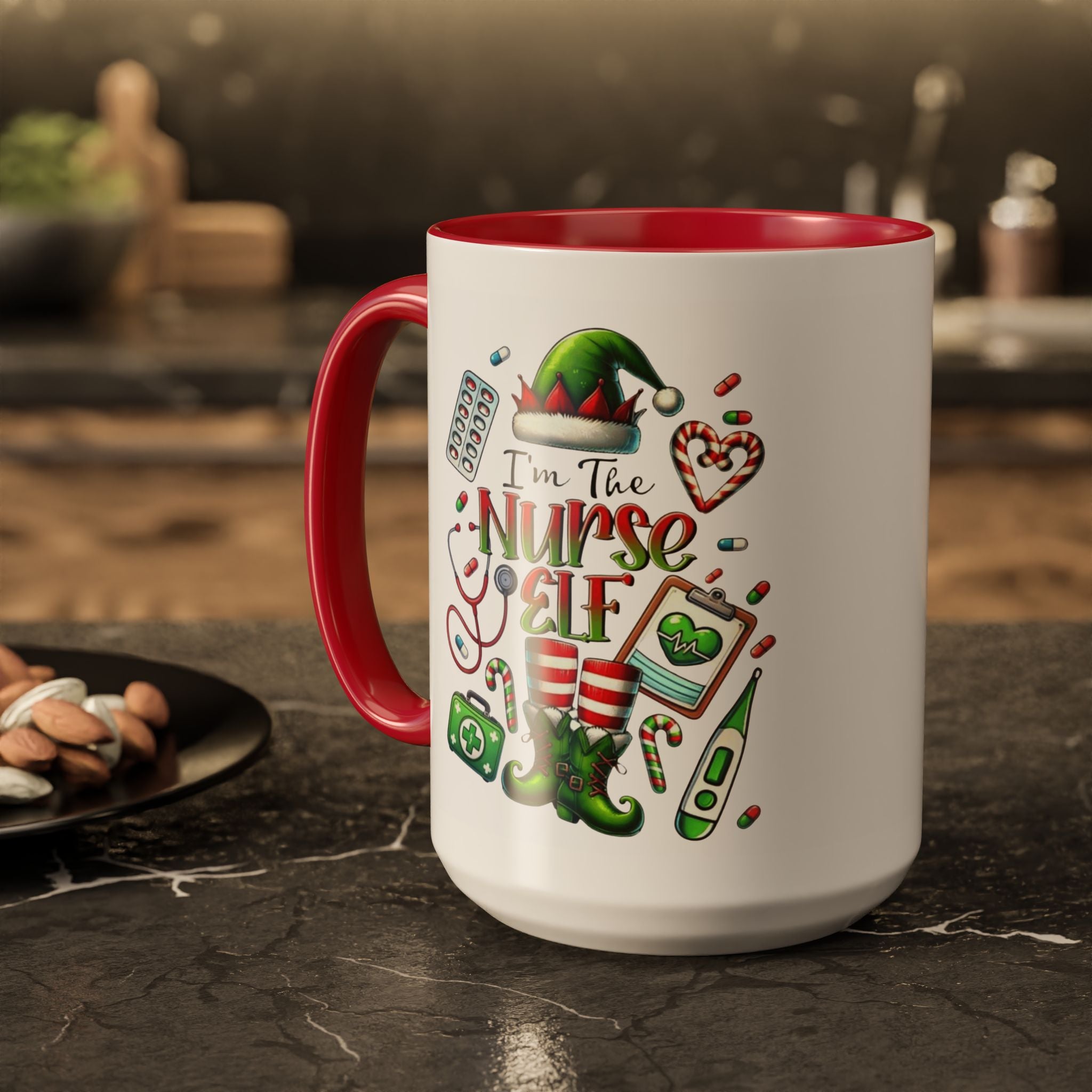 Nurse Elf Coffee Mug — Christmas Medical Holiday Gift (11oz & 15oz) Medical Christmas Mug