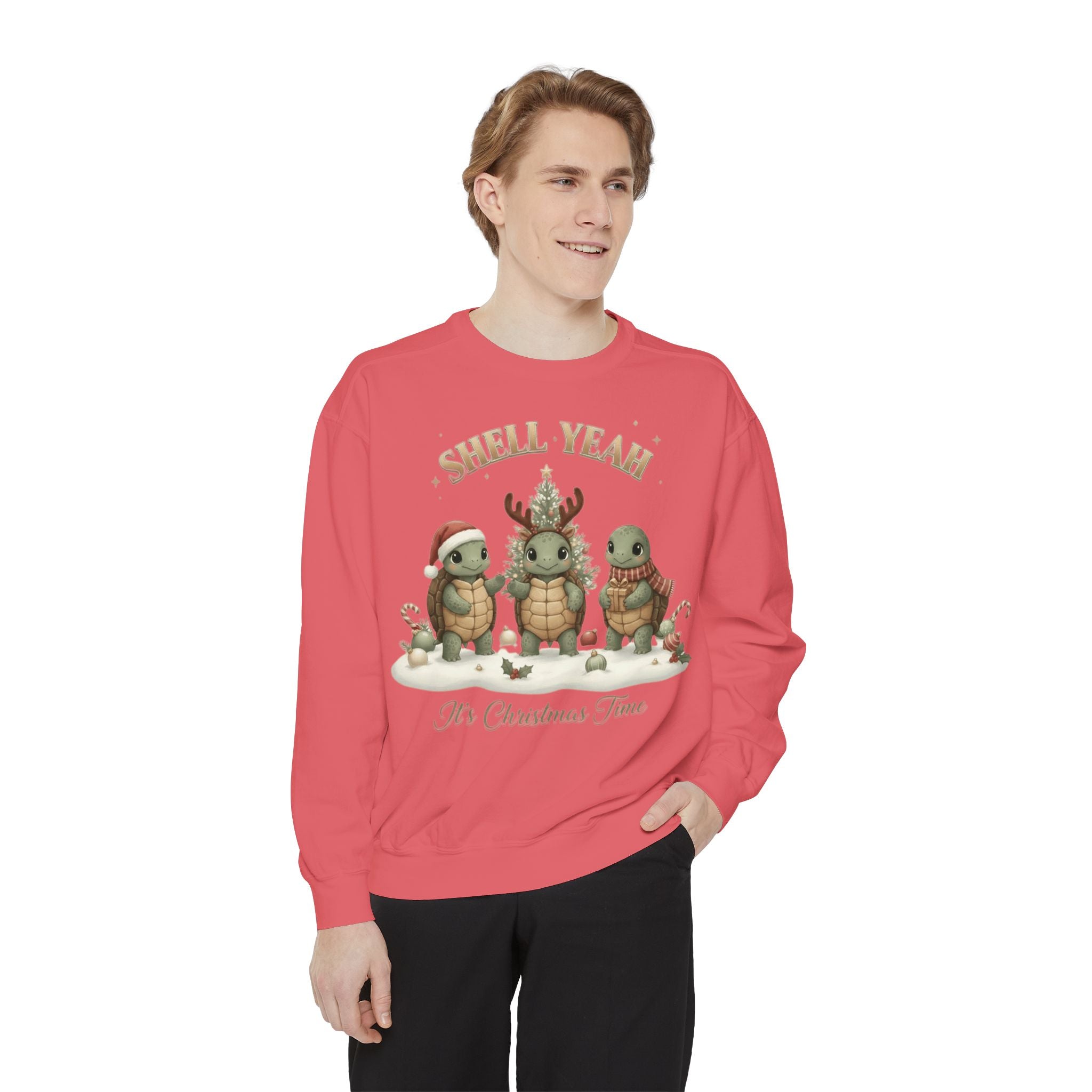 Christmas Turtle Sweatshirt  "Shell Yeah, It’s Christmas Time" Holiday Pullover
