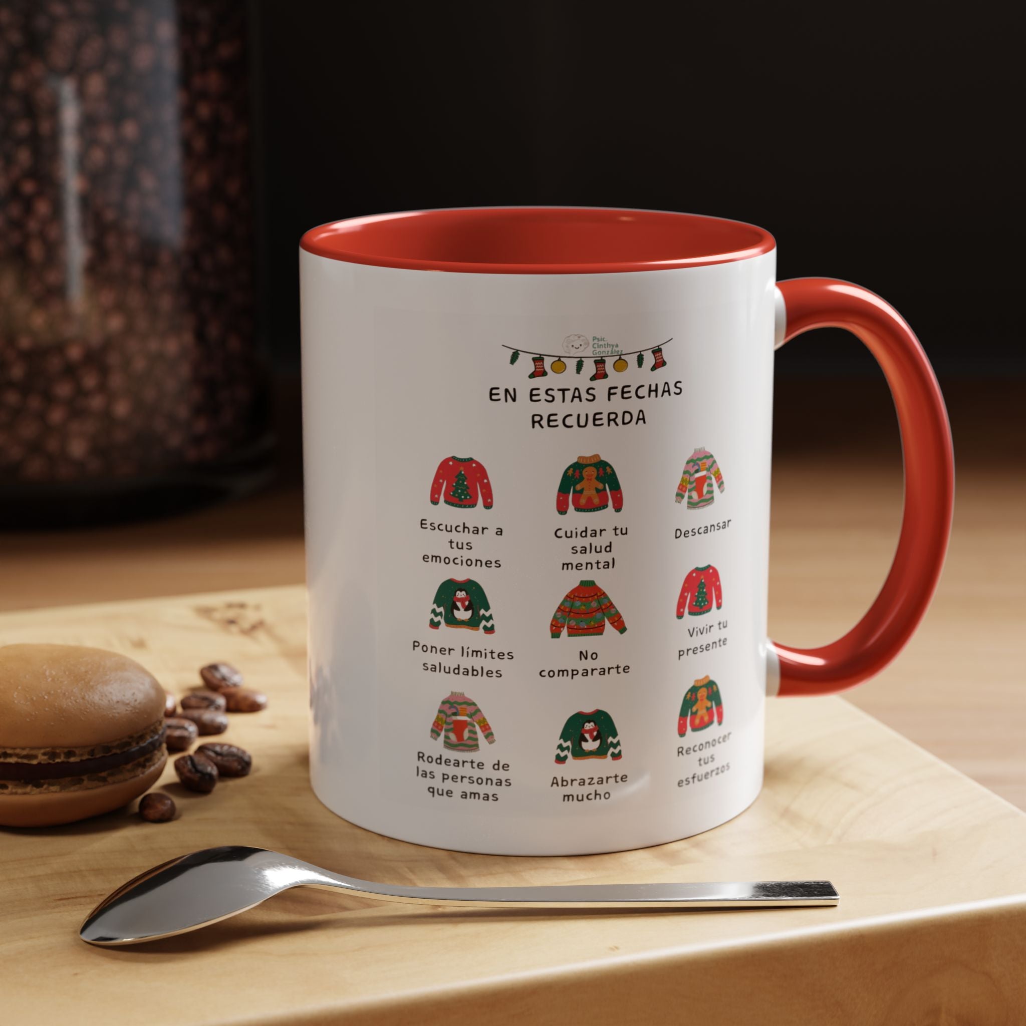 Coffee Mug — 'En Estas Fechas Recuerda' Holiday Sweater Reminder Accent Mug (11/15oz)