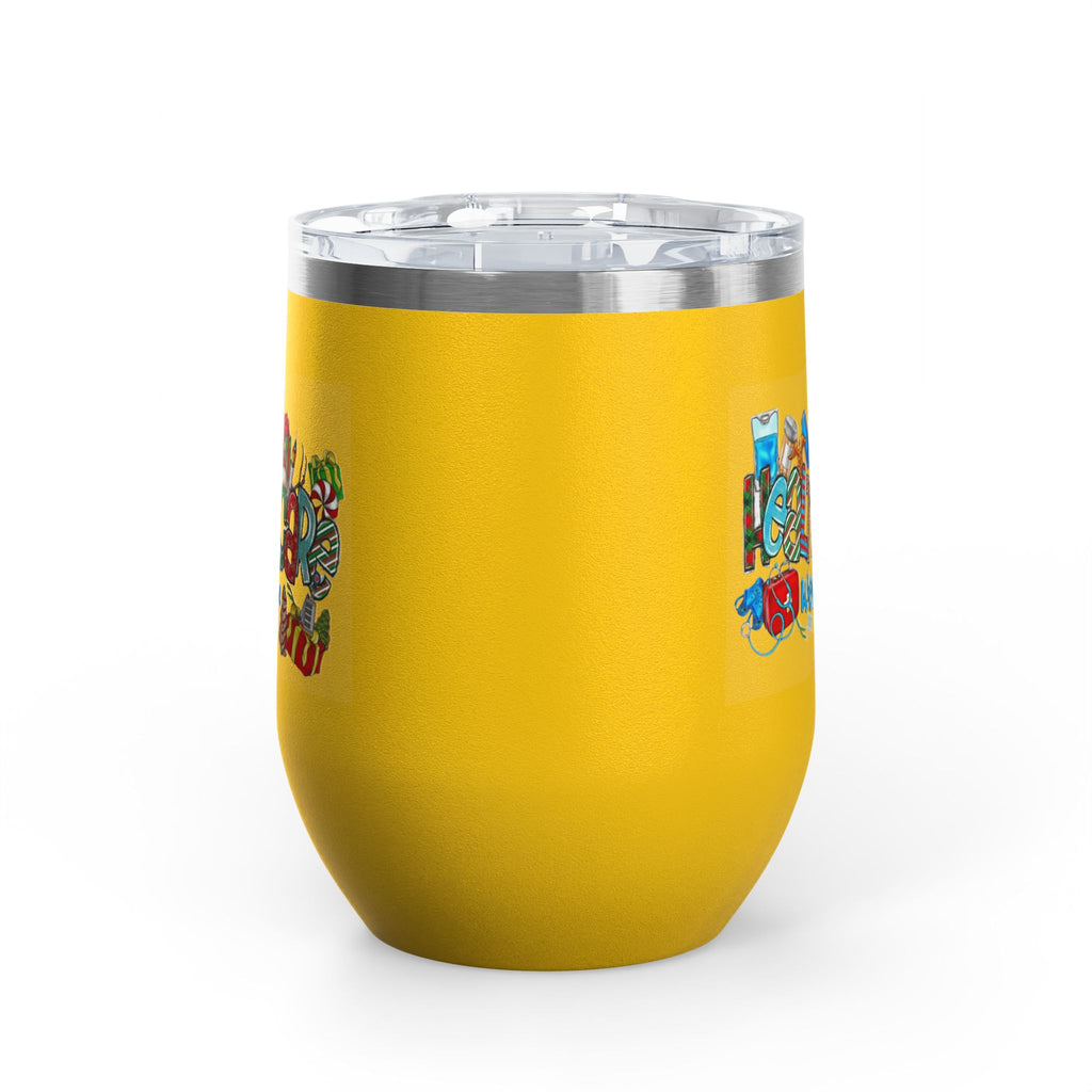 Healthcare Worker 12oz Wine Tumbler — Colorful Holiday Medical Staff Gift Medical Christmas Mug