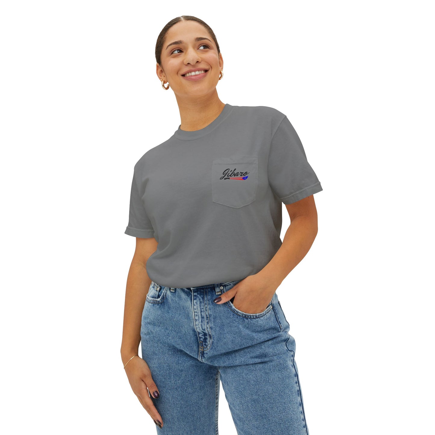 Jibaro Pocket TShirt Unisex Garment-Dyed Tee for Cultural Pride Puerto Rico Embroidered TShirt & Unisex Crewneck Sweatshirt
