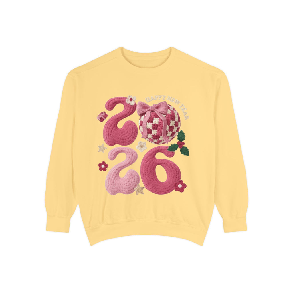 Happy New Year 2026 Sweater  Pink Festive Graphic Sweatshirt