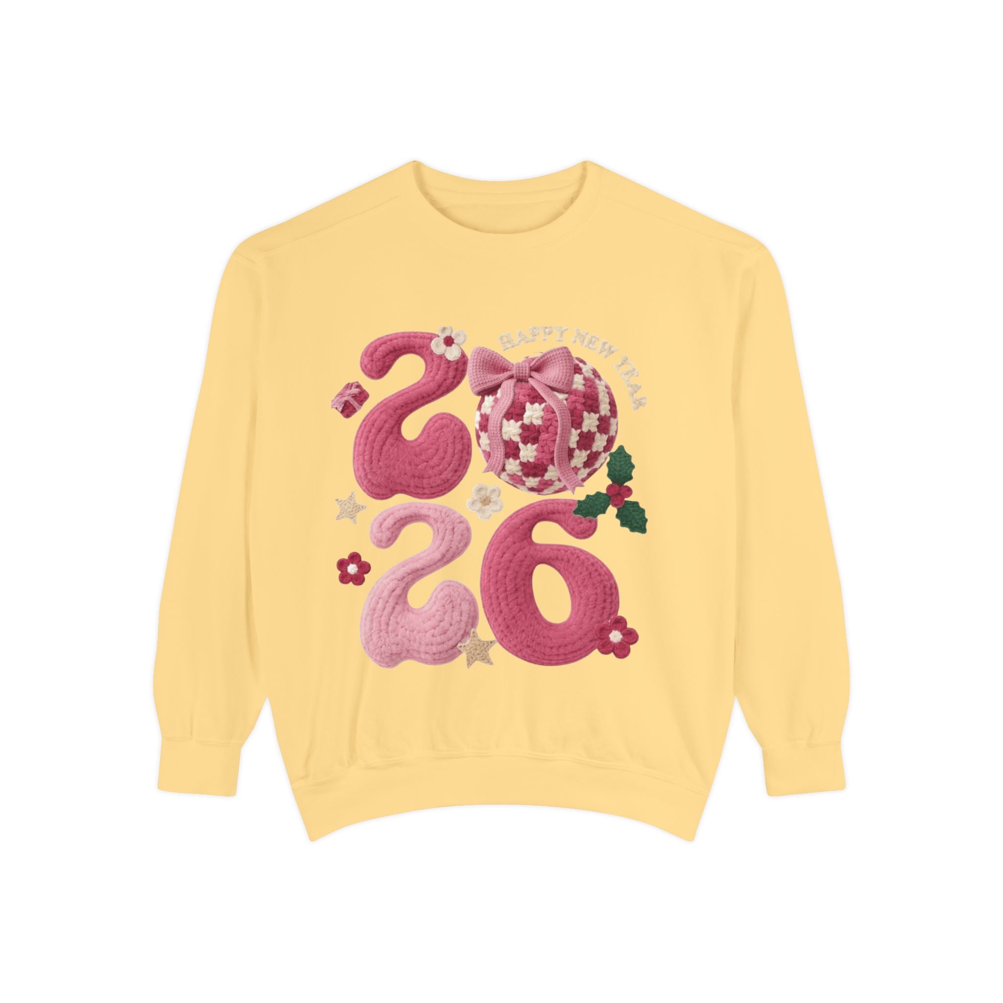 Happy New Year 2026 Sweater  Pink Festive Graphic Sweatshirt