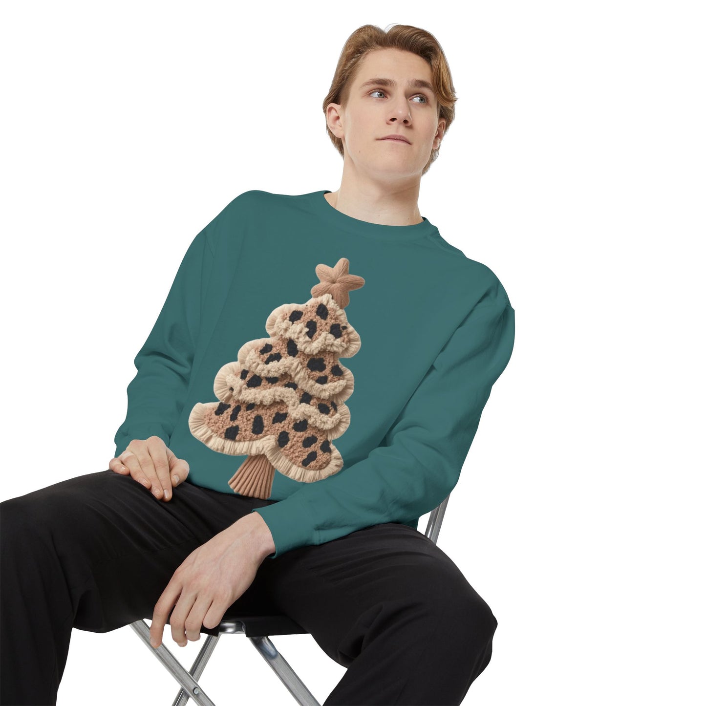 Leopard Knit Christmas Tree Sweatshirt unique festive designs and joyful