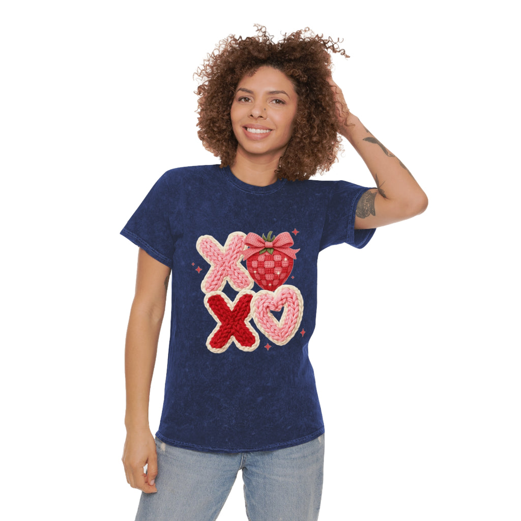 Valentine Strawberry XOXO Mineral Wash T-Shirt