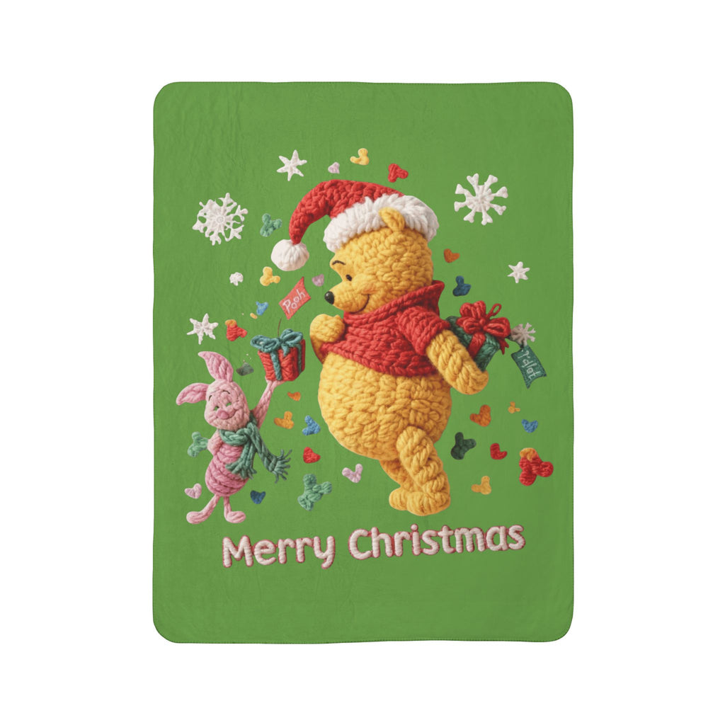 Winnie the Pooh Merry Christmas Fleece Sherpa Blanket Santa’s Little Snuggle Blanket
