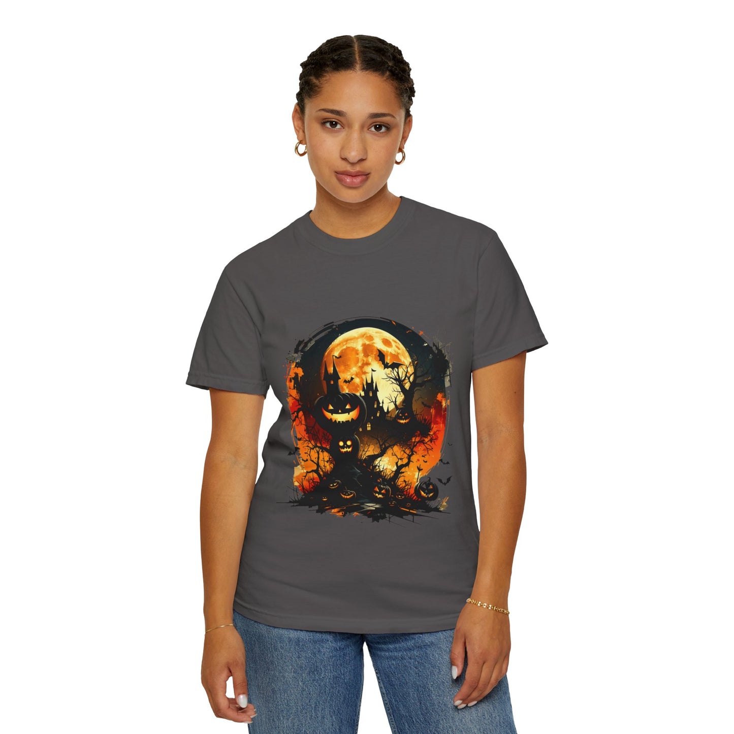 Halloween Moon Graphic T-shirt, Unisex Spooky Shirt, Fall Outfit, October Fest Tee, Halloween Party Wear, Trick or Treat T-shirt