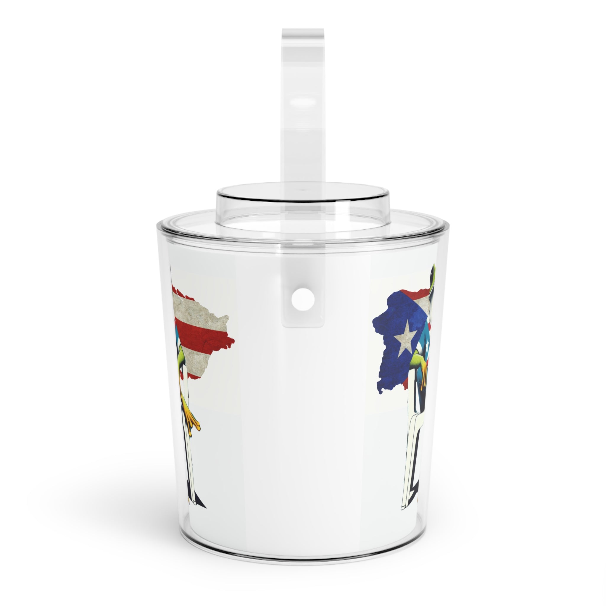 Puerto Rico Frog Patriotic Ice Bucket with Tongs Tropical Island Party Cooler hielera puerto rico