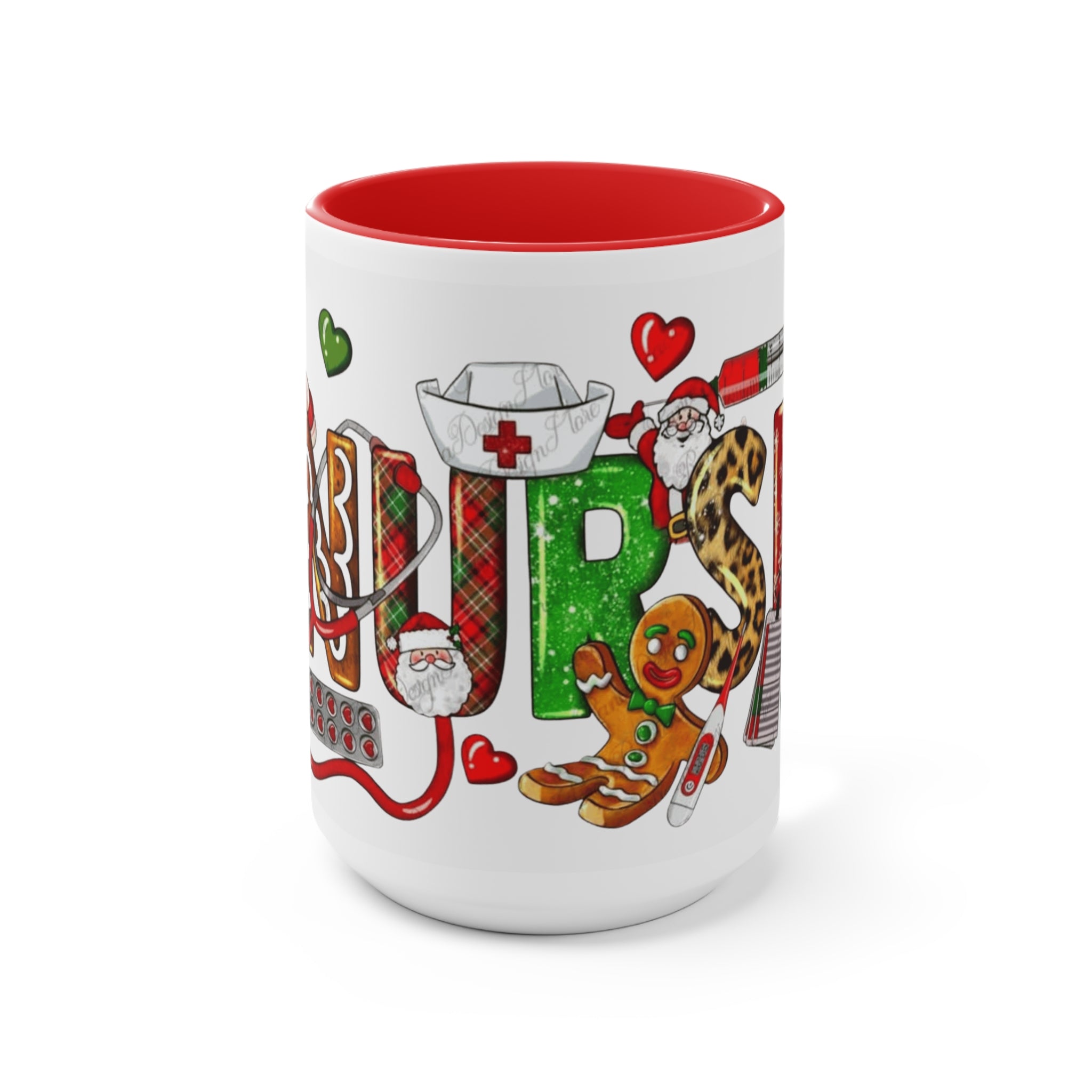 Christmas Nurse Accent Mug — Festive Healthcare Holiday Coffee Cup with Gingerbread & Candy Cane Design Medical Christmas Mug