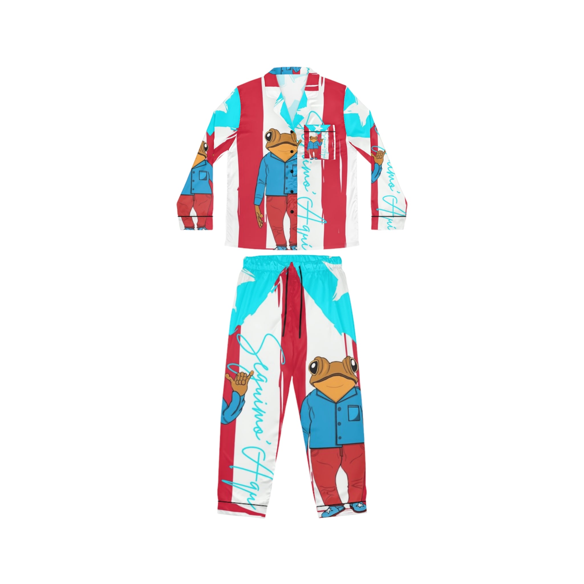 Seguimos Aqui Satin Women's Pajamas  Christmas Puerto Rico pajamas
