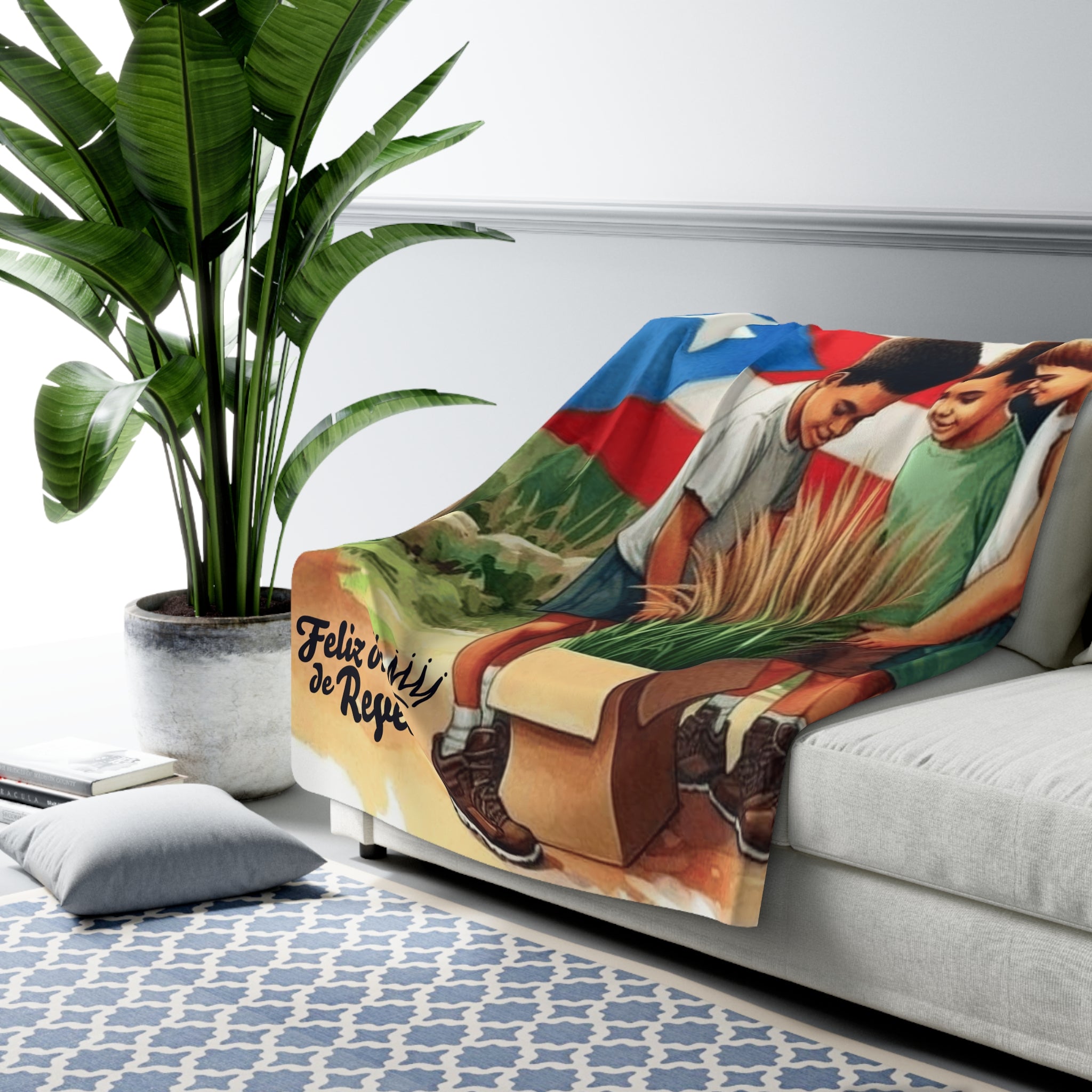 Sherpa Fleece Blanket  Puerto Rican Three Kings Day (Feliz Día de Reyes) Kids Design
