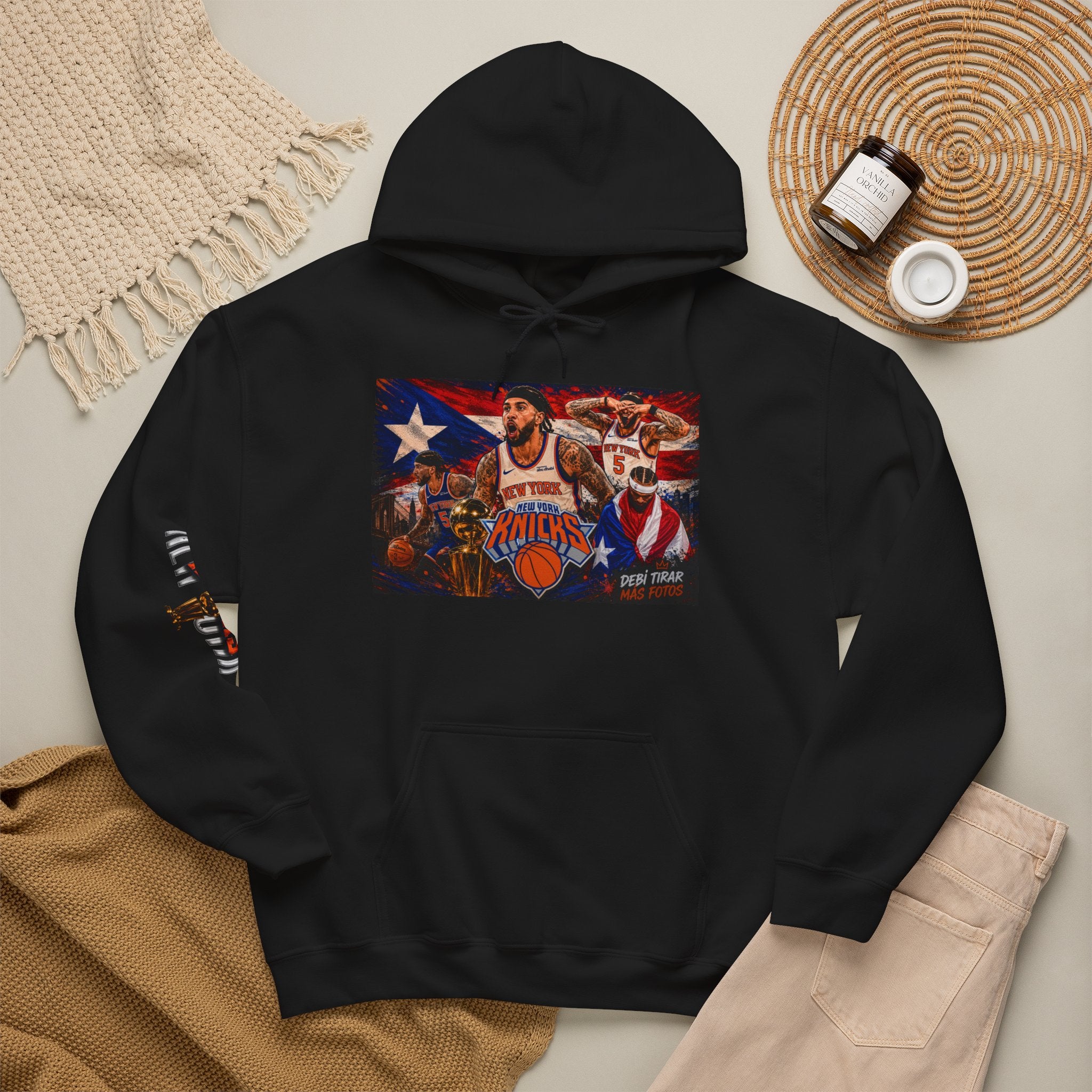 NY-K Retro Player Collage Hoodie — Basketball Fan Sweatshirt