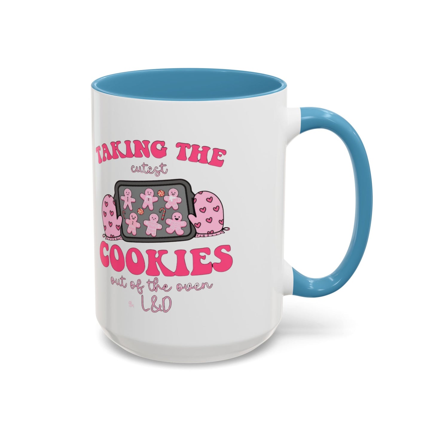 Accent Coffee Mug — "Taking the Cookies" Cute Pink Baking Design Coffee Cup for Fun Celebrations