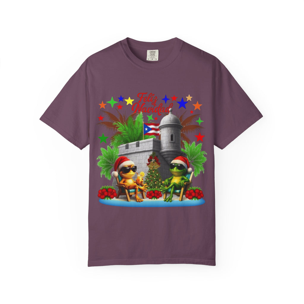 Feliz Navidad Puerto Rico T-Shirt  Castillo & Coquí Holiday Tee Puerto Rico Navidades