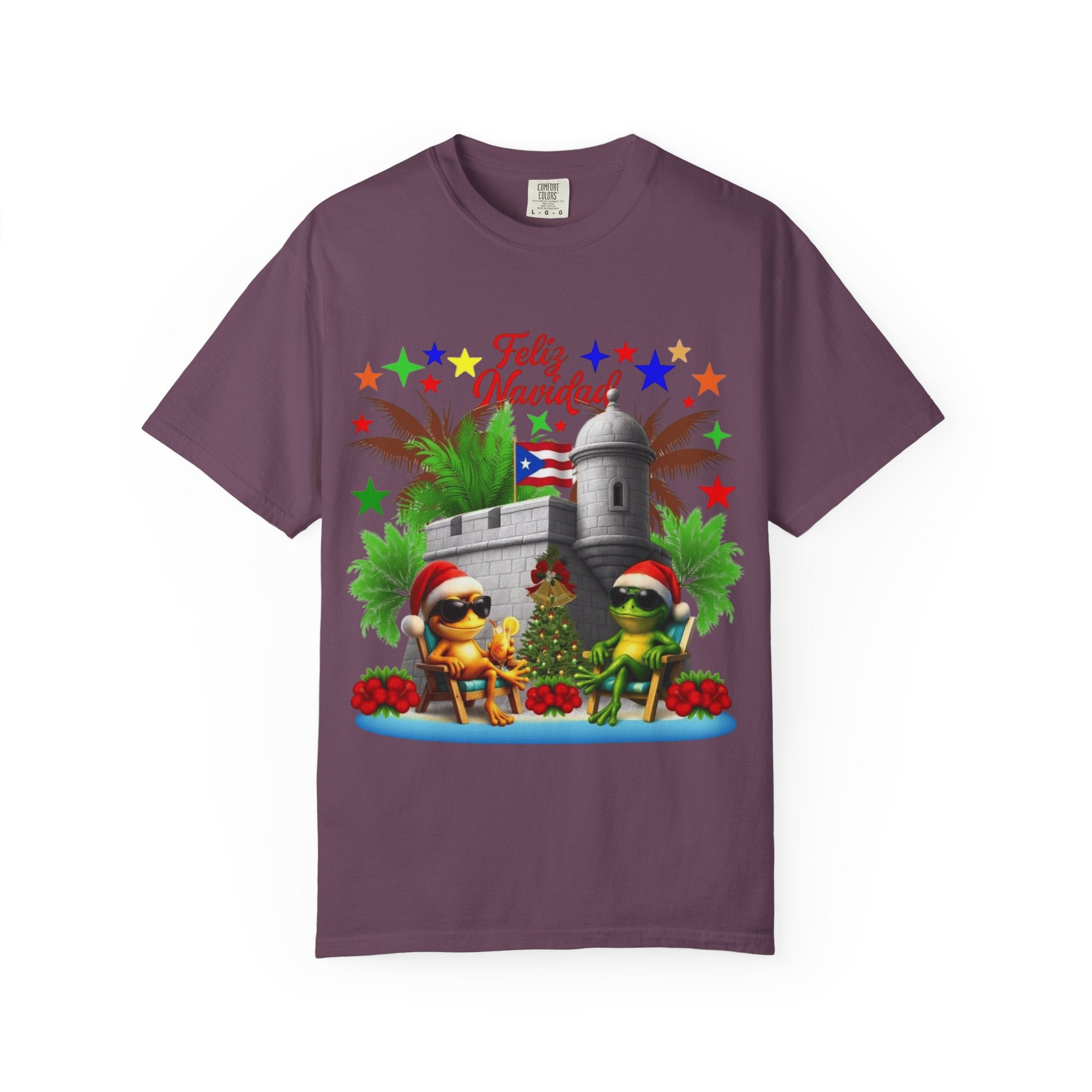 Feliz Navidad Puerto Rico T-Shirt  Castillo & Coquí Holiday Tee Puerto Rico Navidades