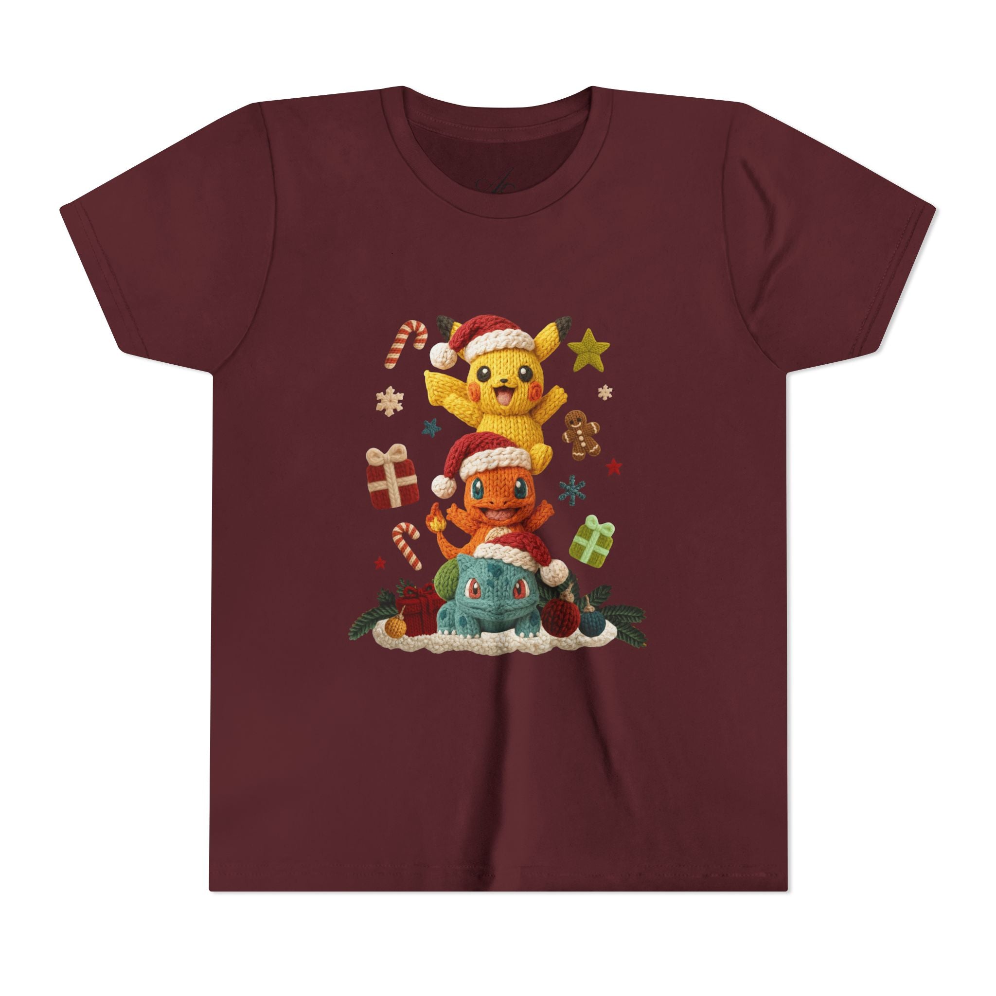 Kids Holiday Tee  Cute Stacked cartoon Characters Christmas Design
