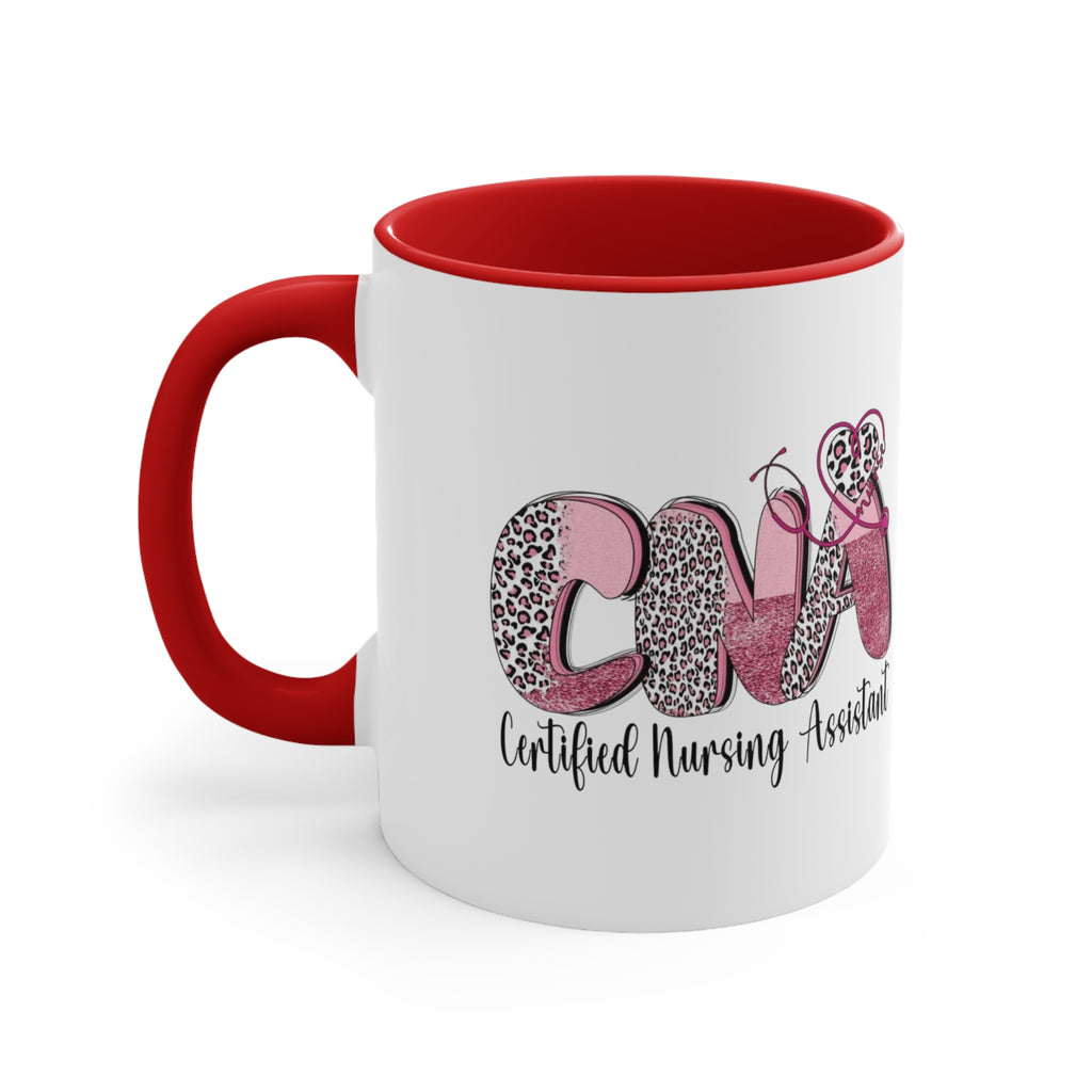 Certified Nursing Assistant (CNA) Pink Leopard Accent Mug — 11oz Gift for Nurses, Nursing Assistants Medical Christmas Mug