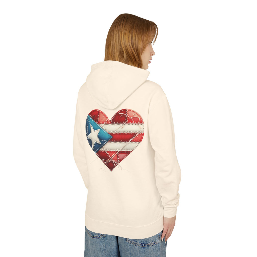 Jíbara Hoodie — Puerto Rican Heart Flag Lightweight Hooded Sweatshirt