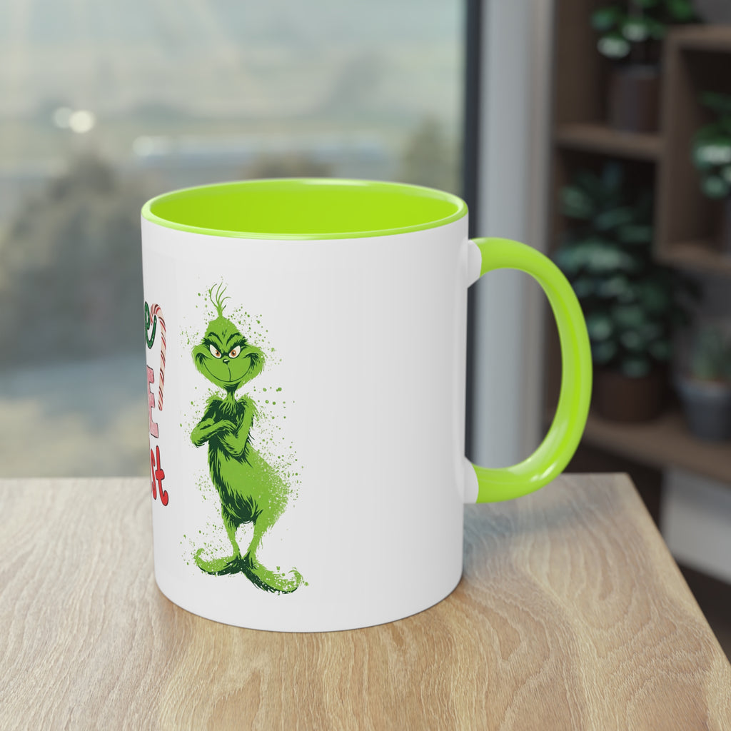 Cute Grinch Two-Tone Coffee Mug - Perfect for Holiday Cheer! Christmas Mugs Collection