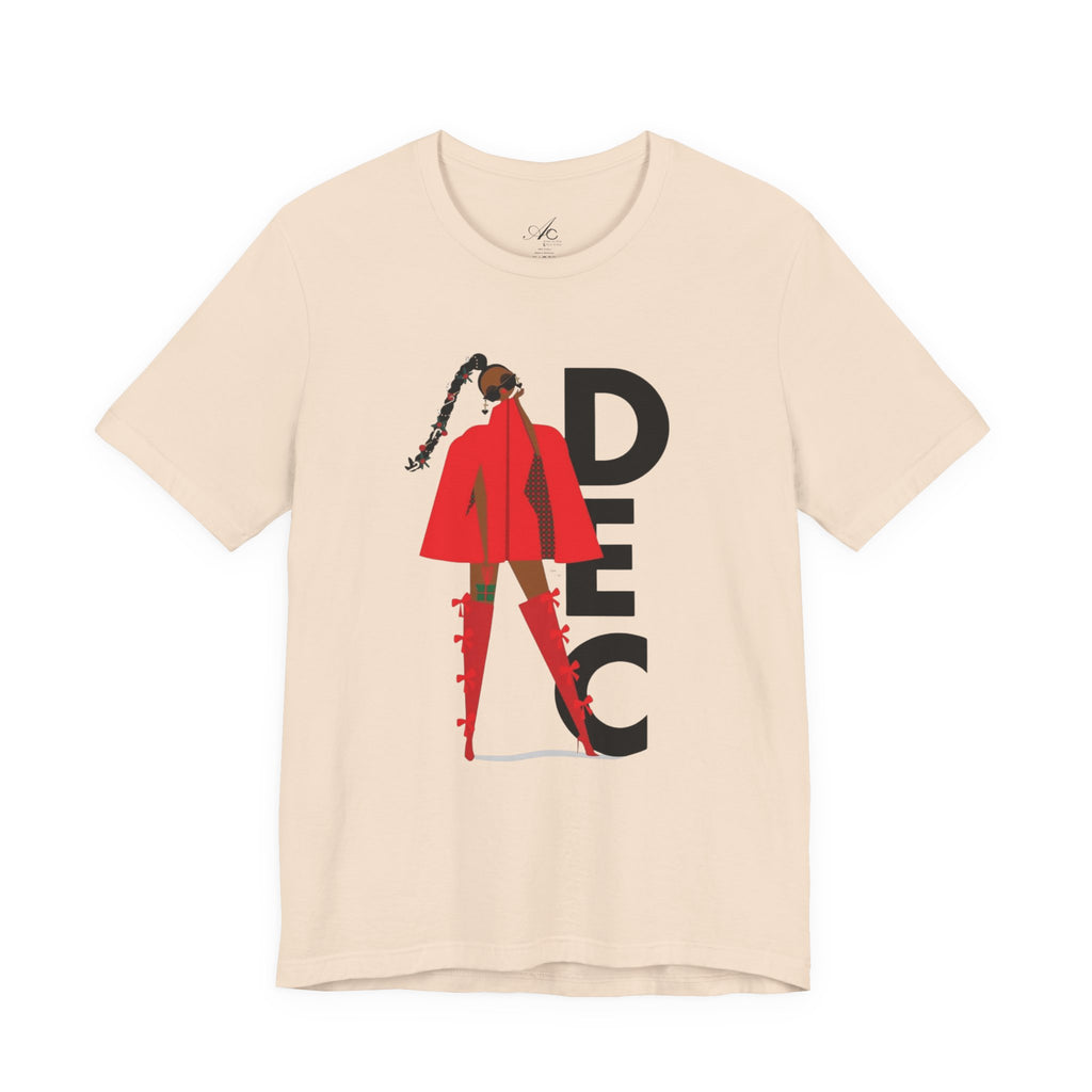 December Fashion Tee  Red Coat Model Graphic Shirt