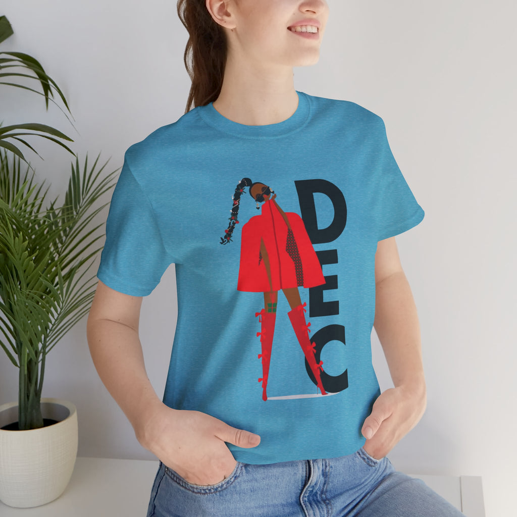 December Fashion Tee  Red Coat Model Graphic Shirt