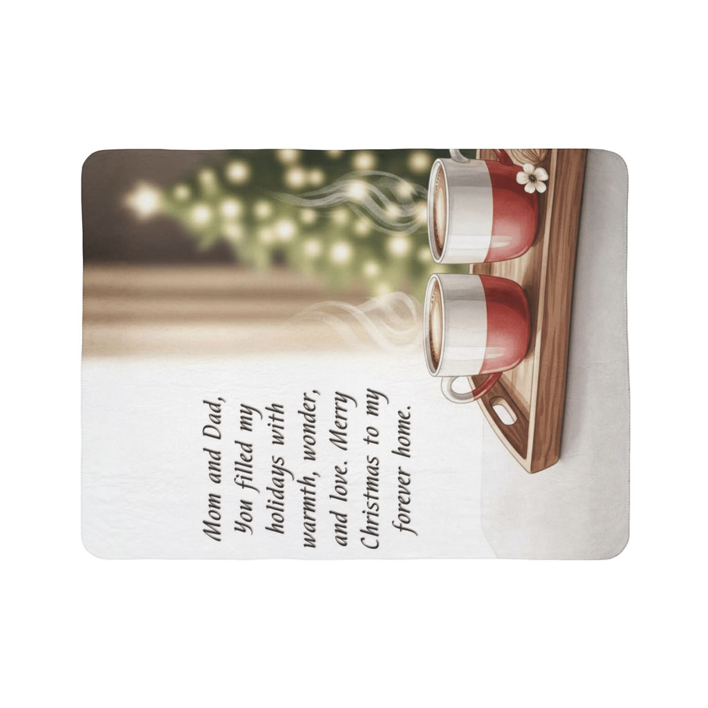 Christmas Sherpa Blanket Mom and Dad, You filled my holidays with warmth, wonder, and love" Cozy Family Holiday Throw Holiday Christmas Blanket,