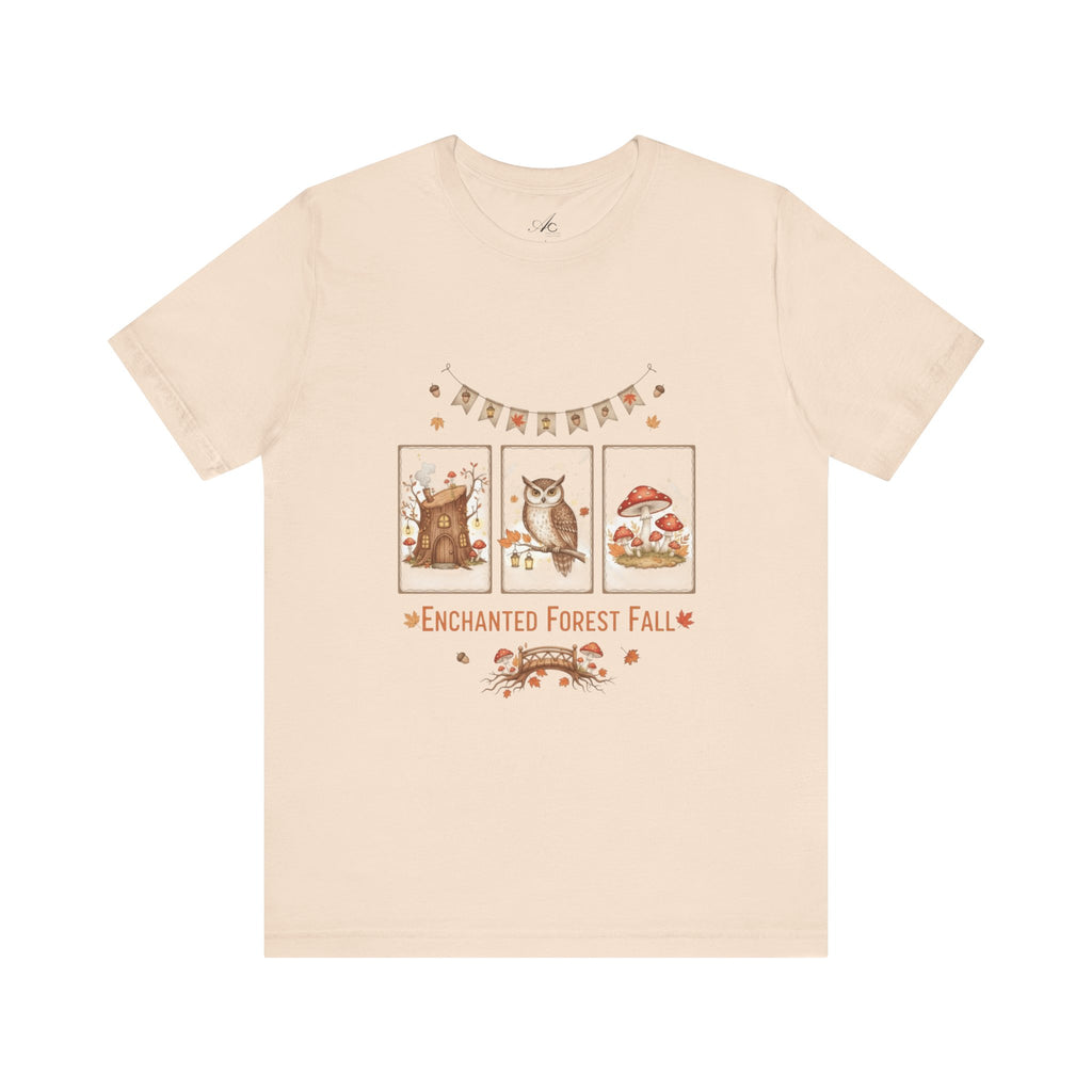 Enchanted Forest Fall Tee, Cute Owl Shirt, Autumn Graphic Tee, Nature Lover Gift, Cozy Fall Apparel, Wildlife T-Shirt, Unisex Fall Top
