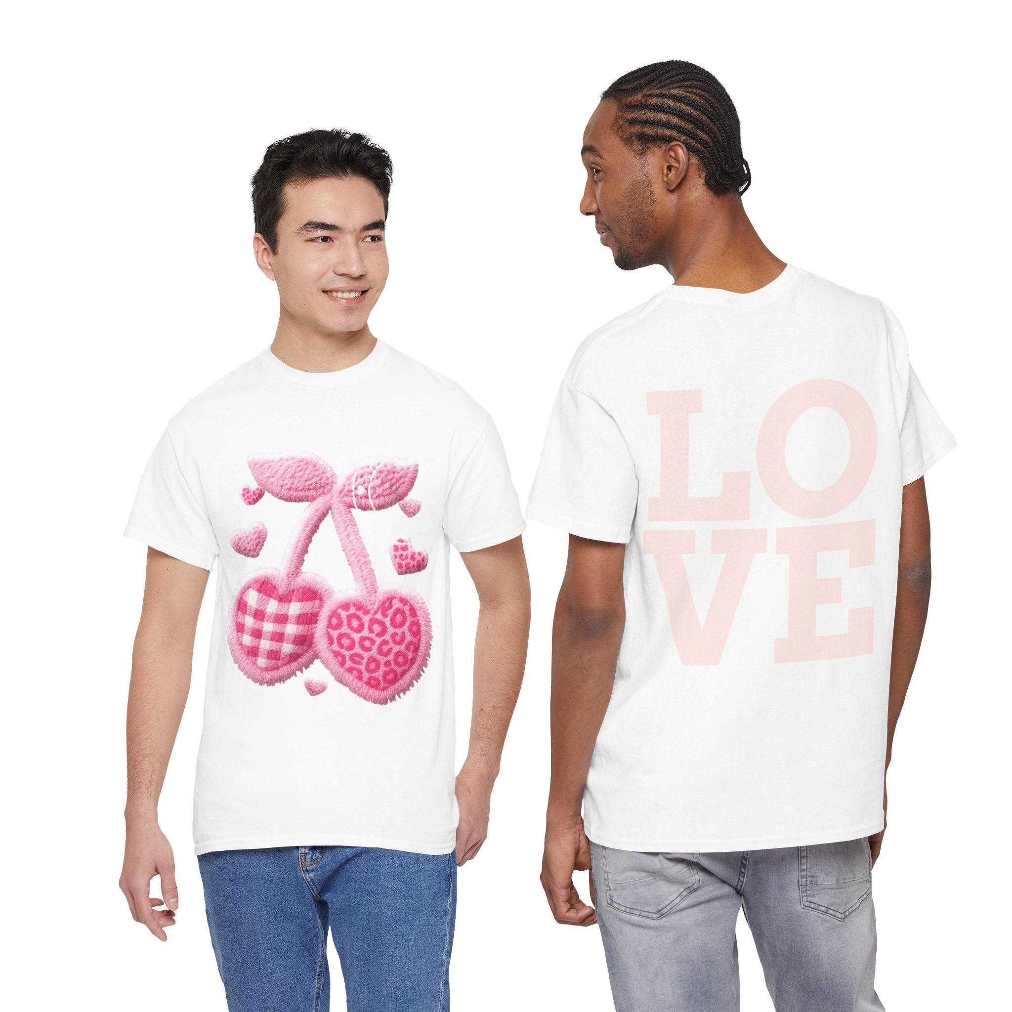 Pink Heart Cherries Tee  LOVE Graphic Valentine T-Shirt