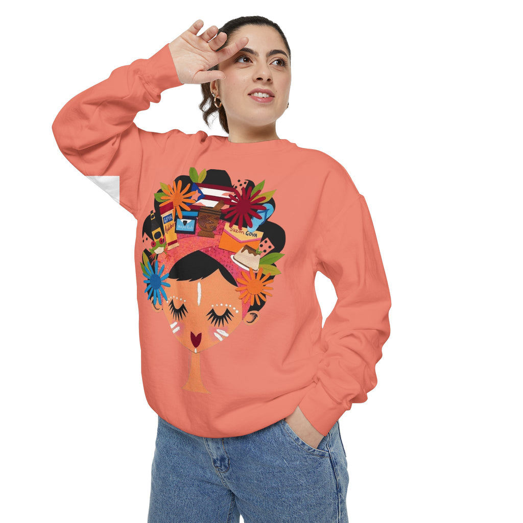 Floral Fiesta Sweatshirt — Colorful Tropical Woman Graphic Puerto Rico Navidades