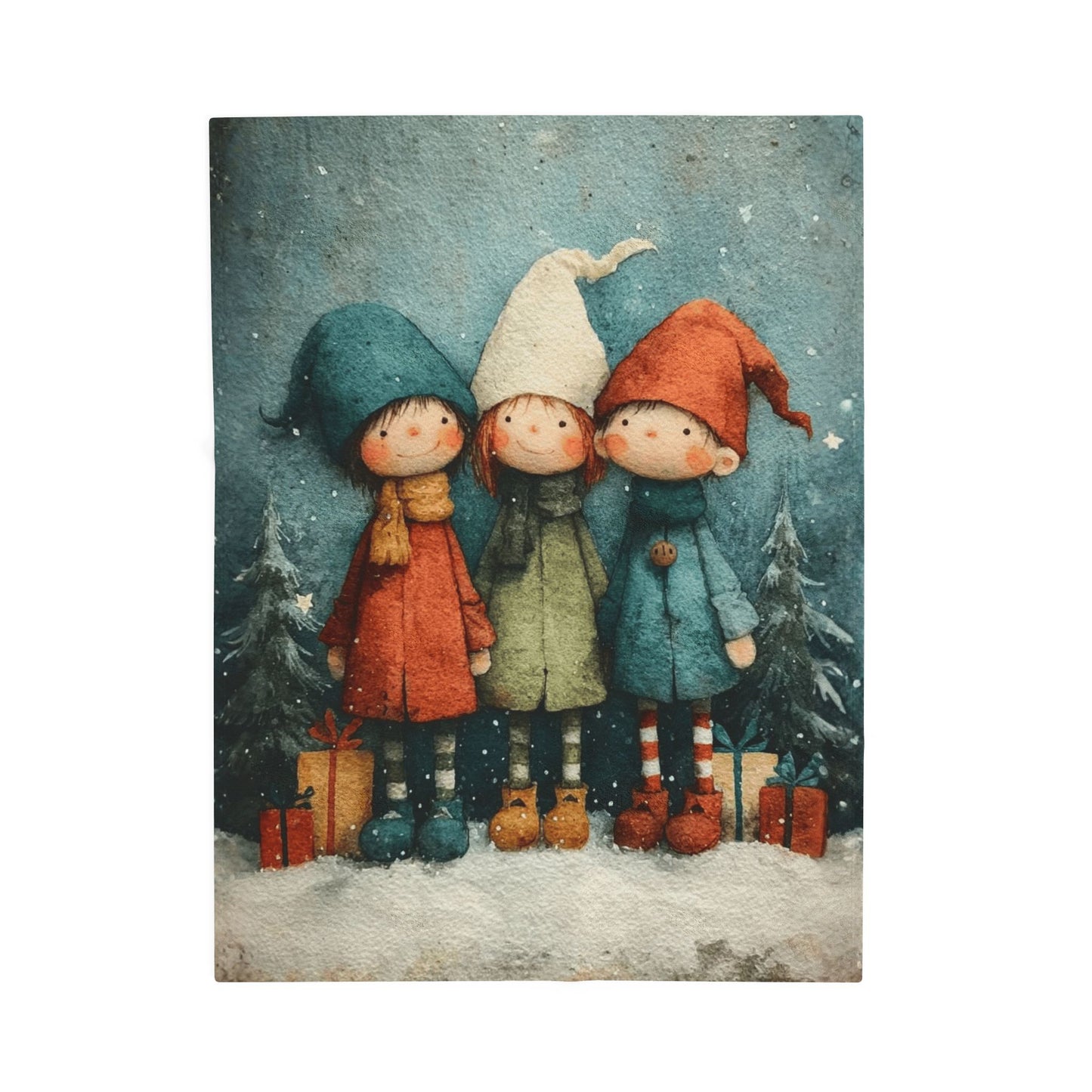 Christmas Elf Trio Velveteen Plush Blanket – Cozy Holiday Kids Throw